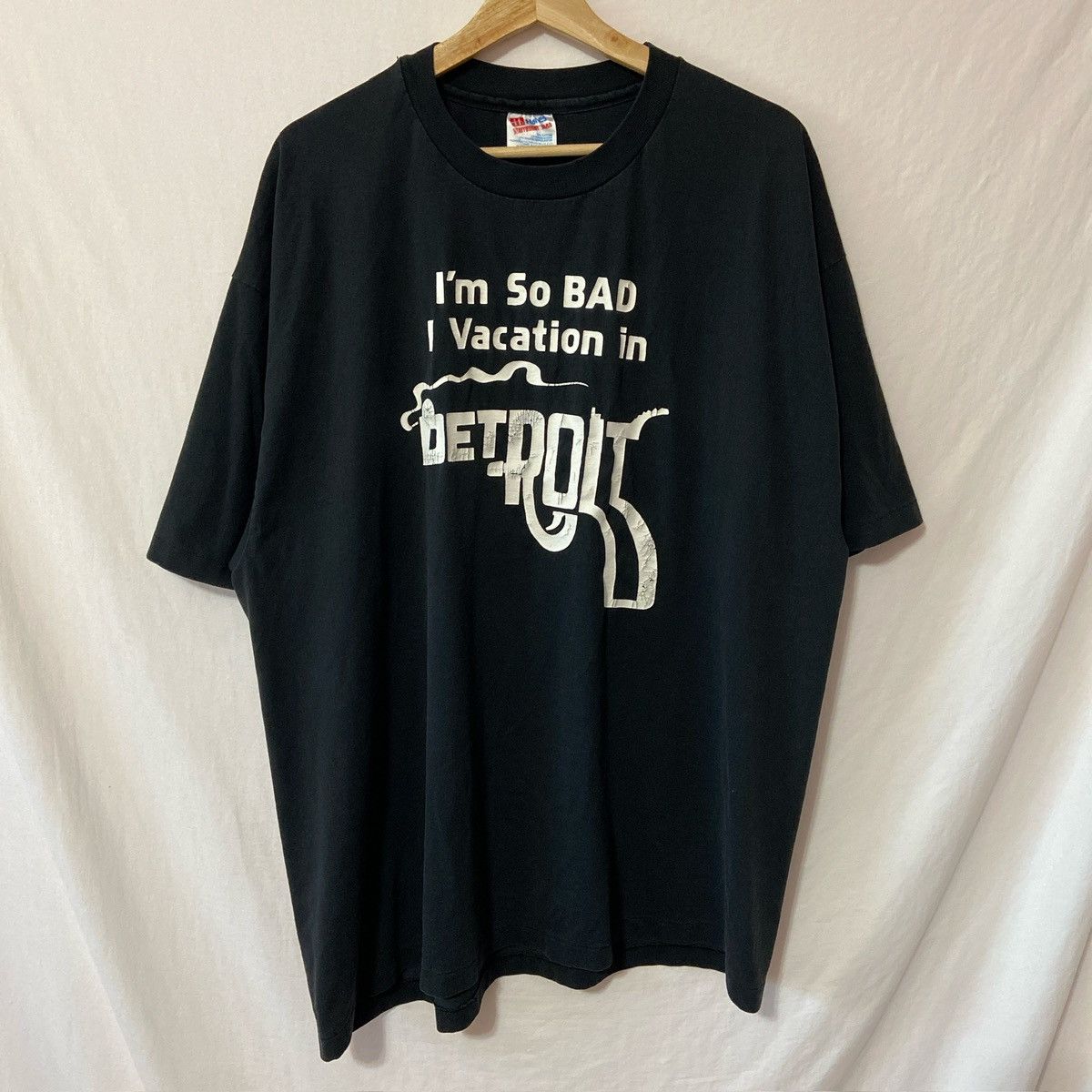 Hanes Vintage 90s funny Detroit gun shirt Size US XXL / EU 58 / 5 - 1 Thumbnail