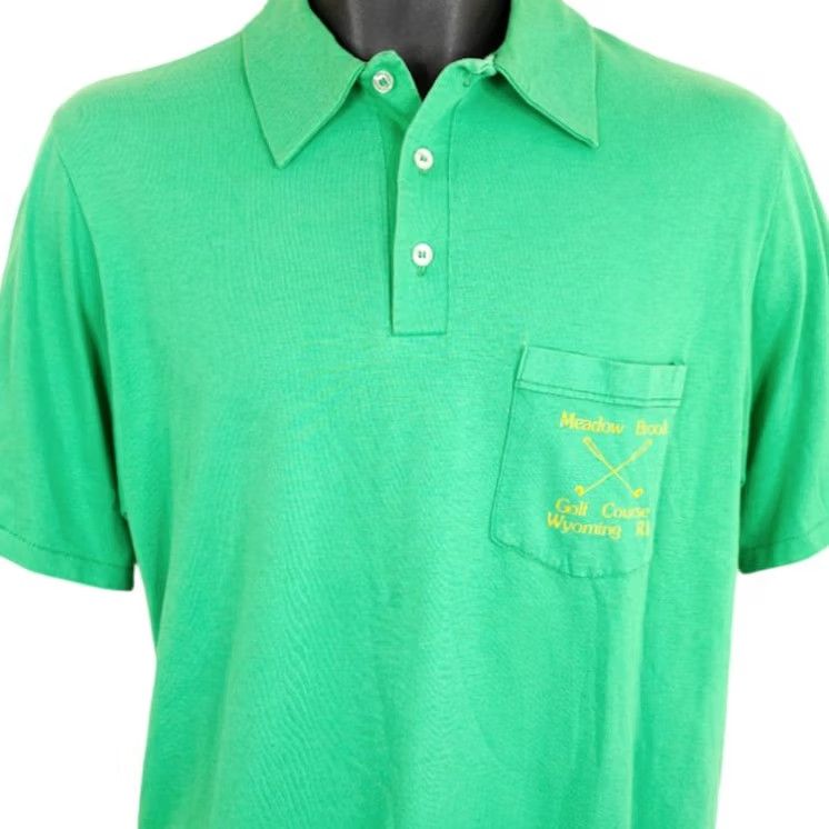 Vintage VINTAGE Meadow Brook Golf Club Polo Shirt Mens Size Medium Green Stedman USA Polo Shirt Golf 80s New England Rhode Island Wyoming Mens Size US M / EU 48-50 / 2 - 2 Thumbnail
