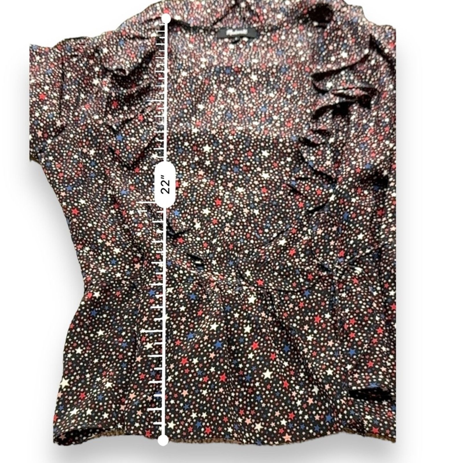 Madewell Madewell Silk Ruffle-Hem Wrap Long Sleeve Top Starry Night Size M / US 6-8 / IT 42-44 - 12 Thumbnail