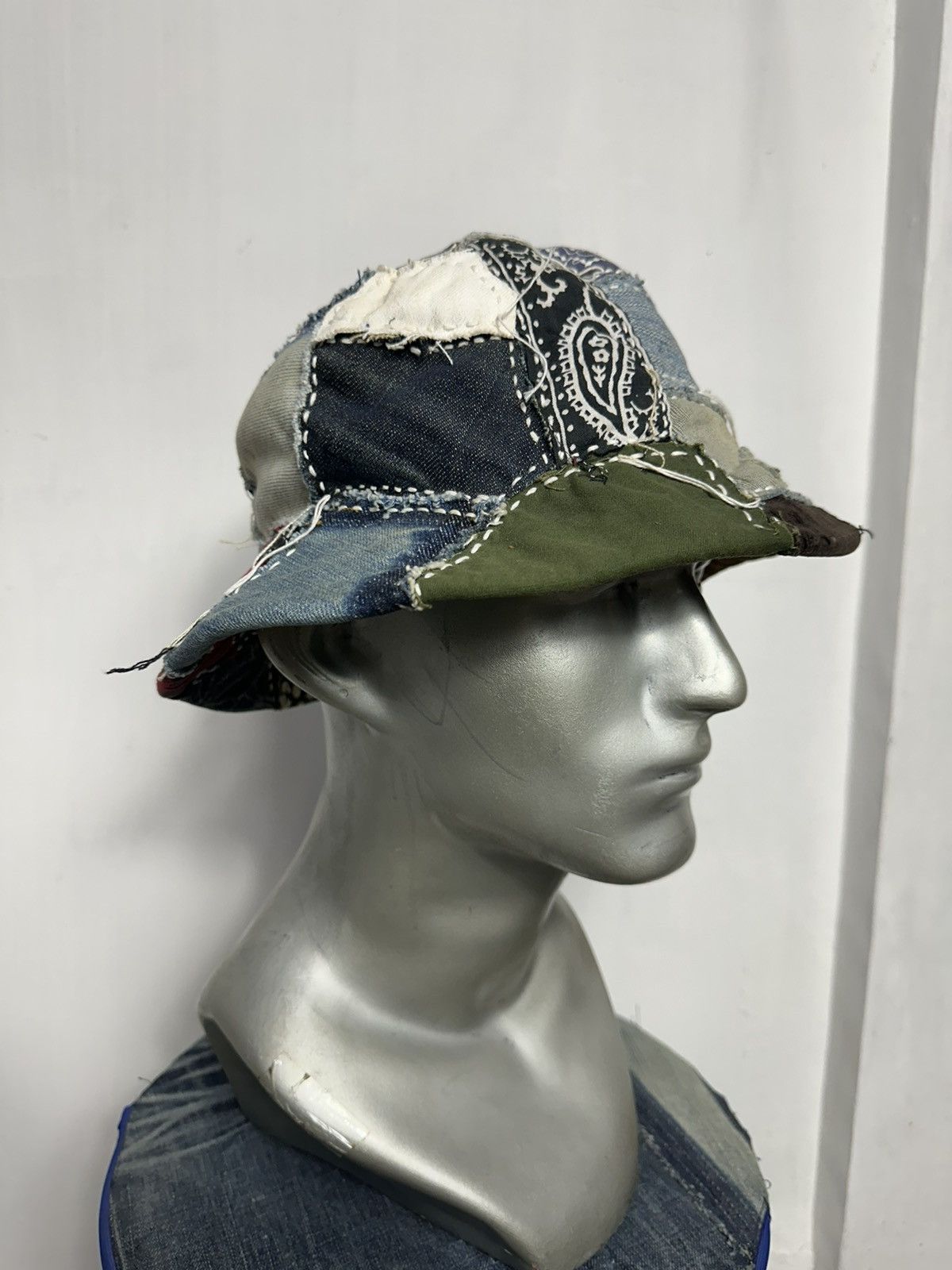 Handmade Custom Made Patchwork Denim Bucket Hats Size ONE SIZE - 9 Thumbnail