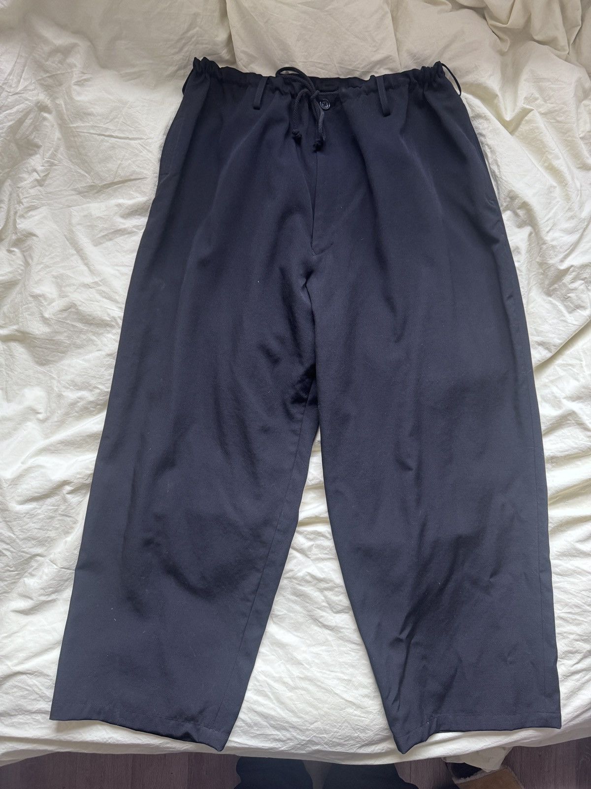 Yohji Yamamoto 24SS Black gabardine wool string pants Size US 34 / EU 50 - 1 Thumbnail