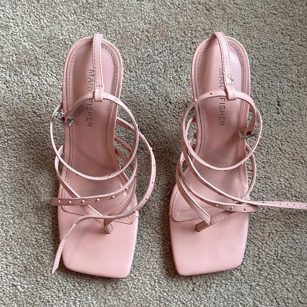 Designer Elegant Pink Strappy High Heels by Marc Fisher Size US 7 / IT 37 - 4 Thumbnail
