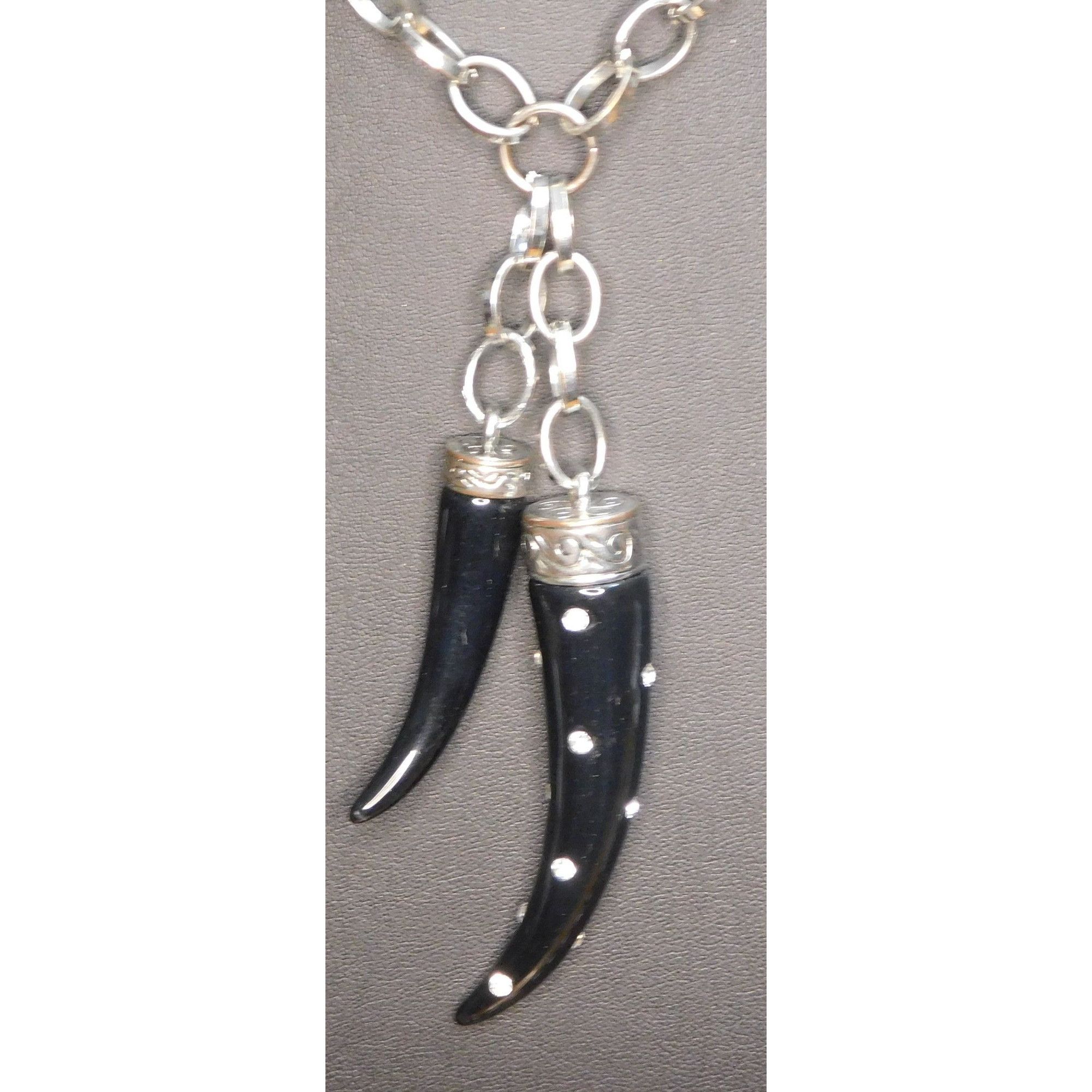 Other Gothic Rhinestone Claw Black And Silver Tone PendantNecklace Size ONE SIZE - 1 Thumbnail