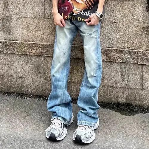 Jean Vintage washed ripped micro-flare jeans Size US 32 / EU 48 - 3 Thumbnail
