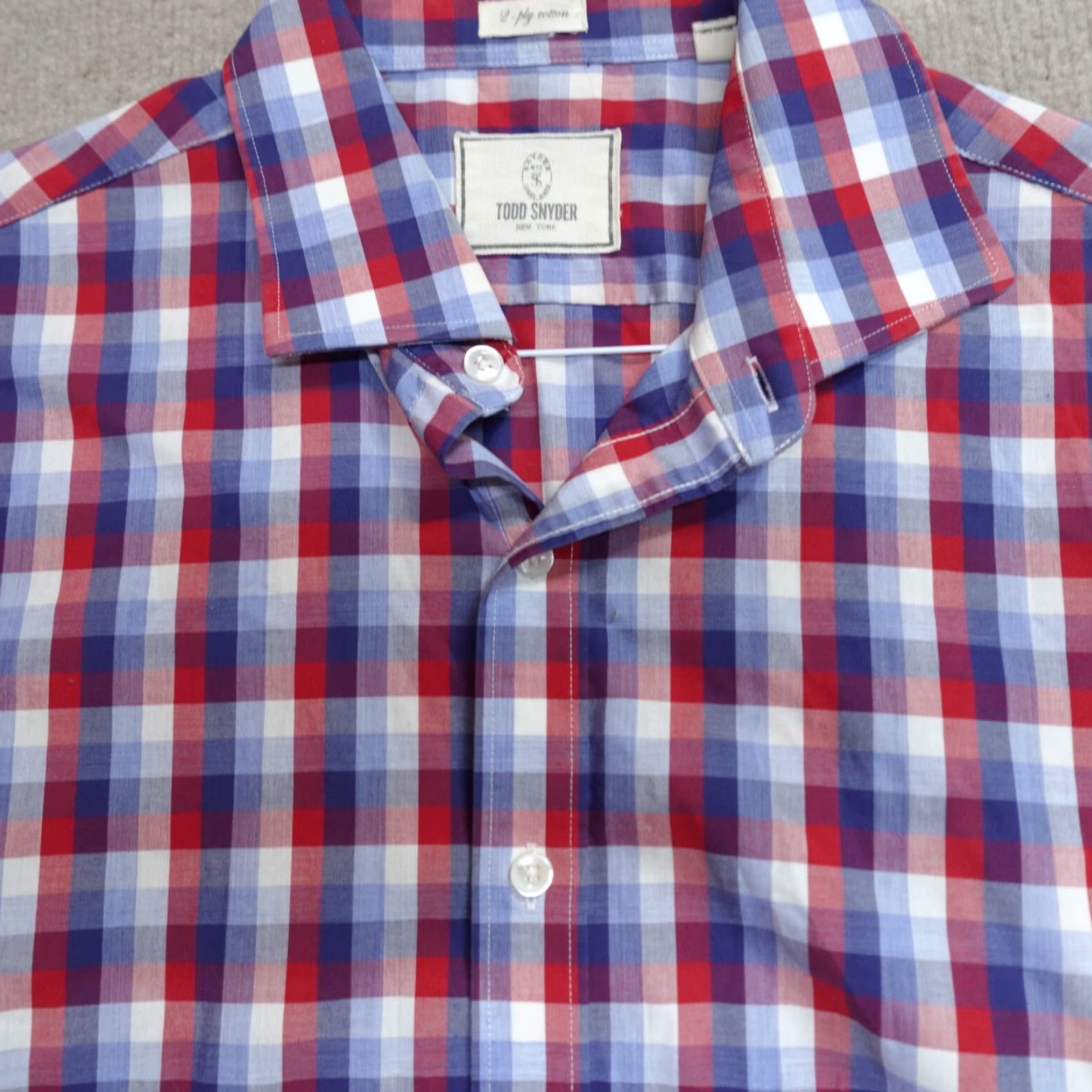 Todd Snyder Todd Snyder Shirt XL Blue Plaid 2-Ply Cotton Men Button-Up Long Sleeve Collared 17.5 2-Ply Cotton Size US XL / EU 56 / 4 - 2 Thumbnail