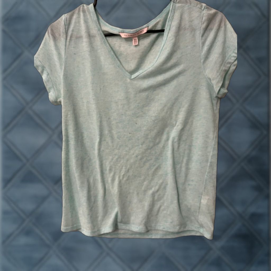 Victoria's Secret VINTAGE Victoria's Secret Angel Light Blue Tee Shirts XS Short Sleeve V-Neck 100% Cotton Slim Fit Womens Size XS / US 0-2 / IT 36-38 - 1 Thumbnail
