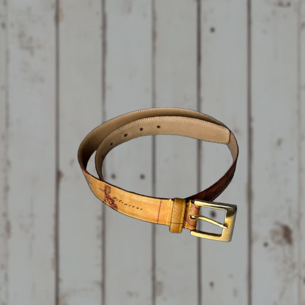 Alviero Martini Alviero Martini Leather Belt Women's Belt Brown Wide Buckle 90s London Classic Vintage: No Size ONE SIZE - 1 Thumbnail
