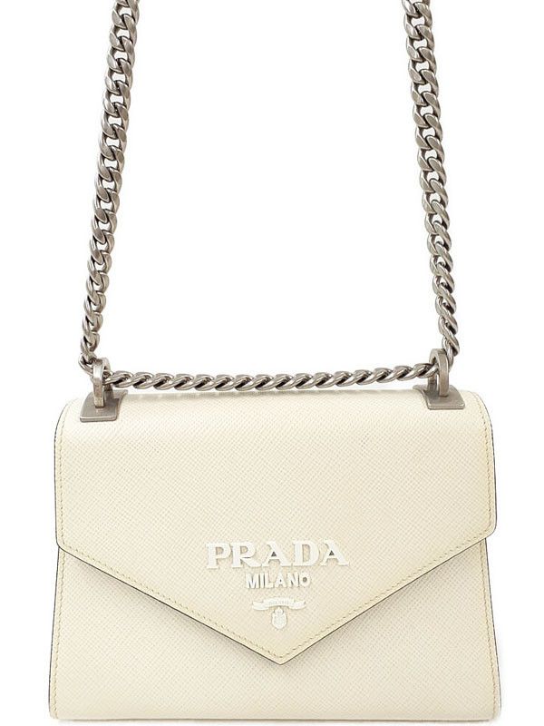 Prada Monochrome Bag Chain Shoulder Bag White