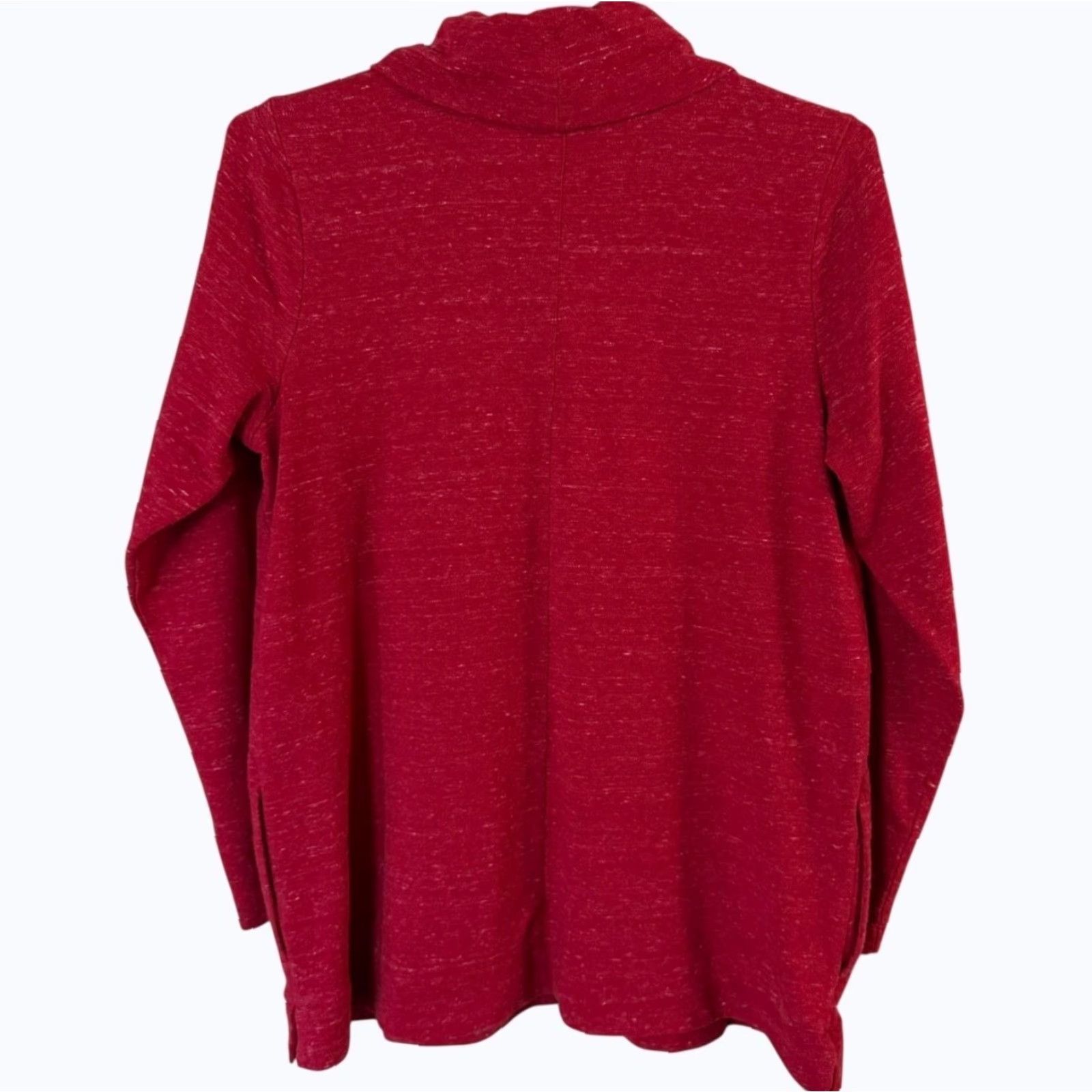 J. Jill VINTAGE J.jill Cowl-Neck Tunic Sweatshirt Red Long-Sleeve Pocket Pullover Women Large Size L / US 10 / IT 46 - 4 Thumbnail