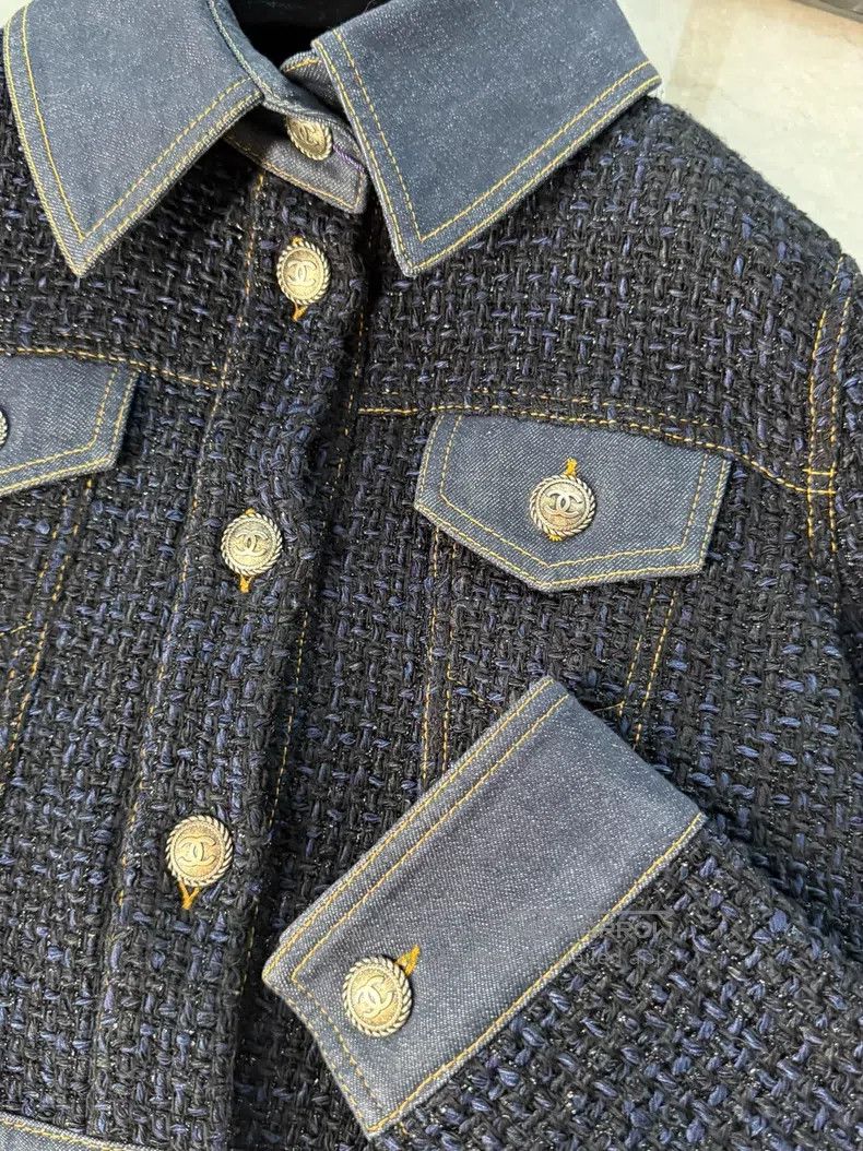 Chanel Chanel 21p tweed stitched denim jacket Size S / US 4 / IT 40 - 2 Thumbnail