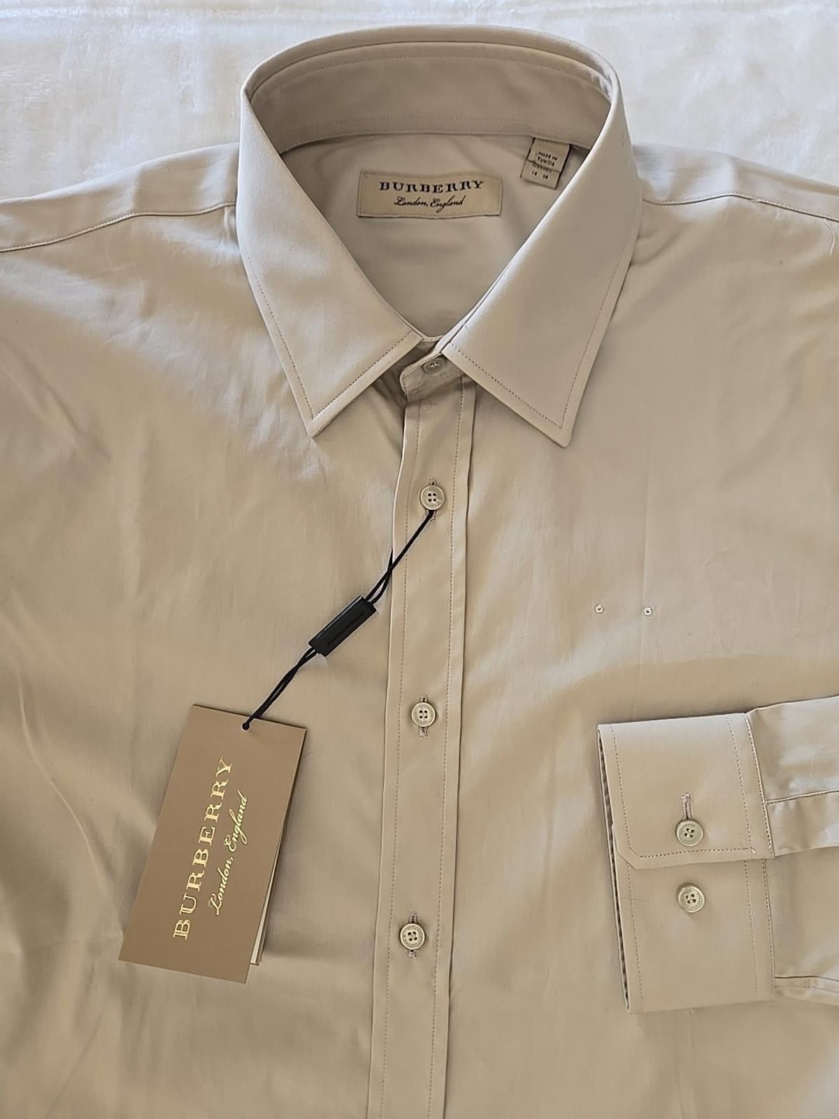 Burberry NWT Mens S Burberry Button Up Long Sleeve Stone Slim 15 - 38 Size US S / EU 44-46 / 1 - 4 Thumbnail