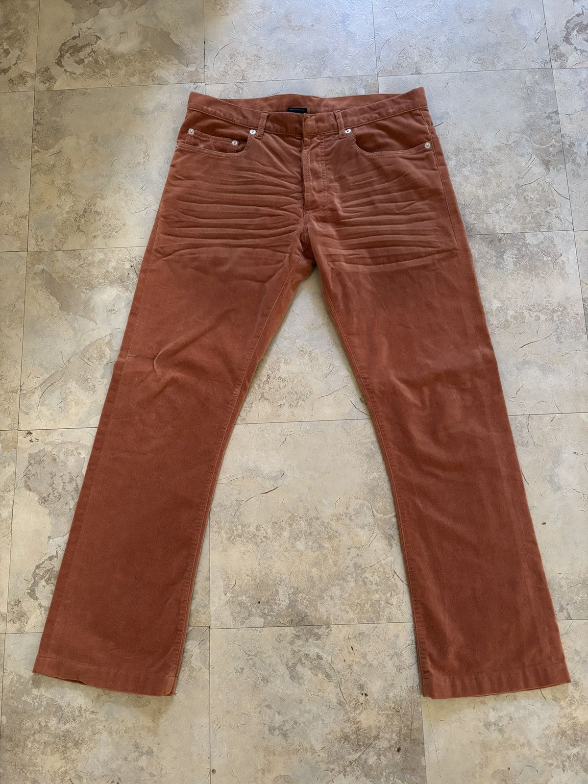 Dior Dior Aw05 In The Morning Peach Velvet Bootcut Pant Size US 31 - 1 Thumbnail