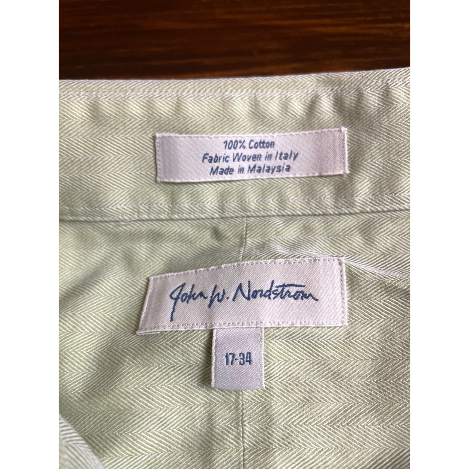 Nordstrom VINTAGE John W. Nordstrom JWN Shirt Mens 17-34 Green Button Up Long Sleeve Size US XL / EU 56 / 4 - 3 Thumbnail