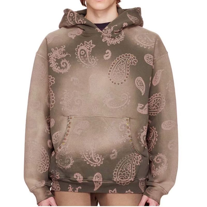 image of Archival Clothing x Vintage Sun Faded Green Paisley Vintage Design Hoodies, Men's (Size Medium)