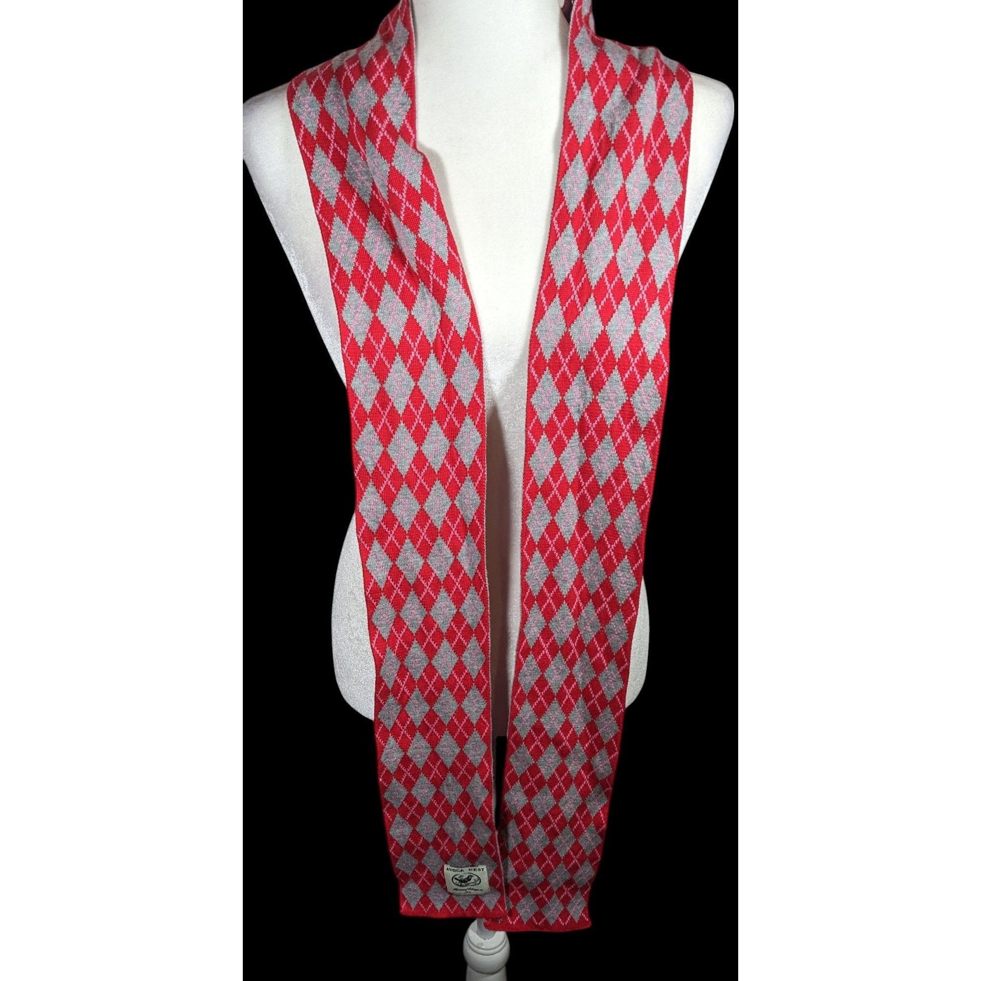 Other Avoca Nest Red And Grey Argyle Cotton Scarf Size ONE SIZE - 3 Thumbnail