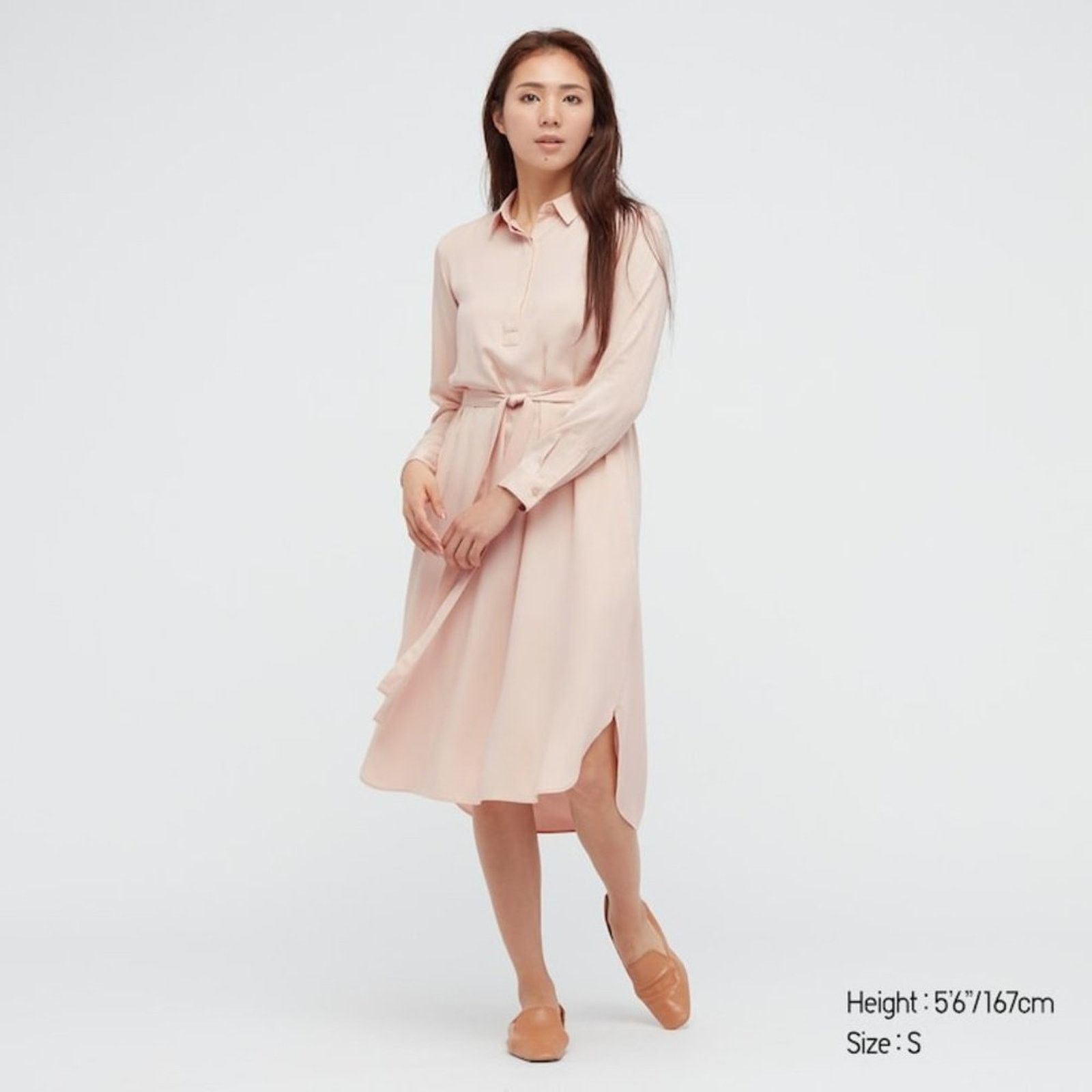 Uniqlo Uniqlo Pink Rayon Long-Sleeve Shirt Dress Size S / US 4 / IT 40 - 2 Thumbnail
