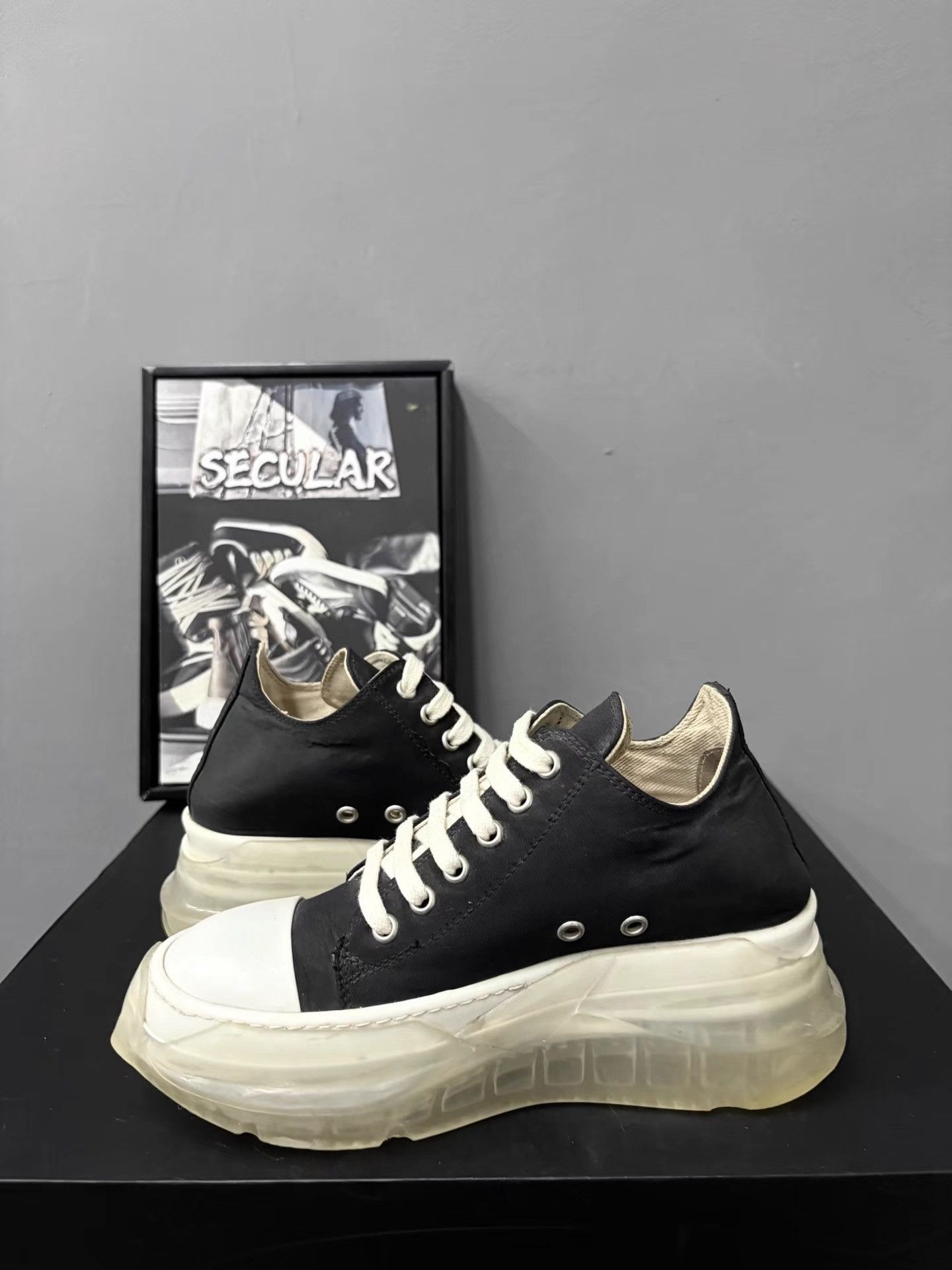 Rick Owens Rick Owens Satin Black White Crystal Sole Ramones K34 Size US 6 / IT 36 - 5 Thumbnail