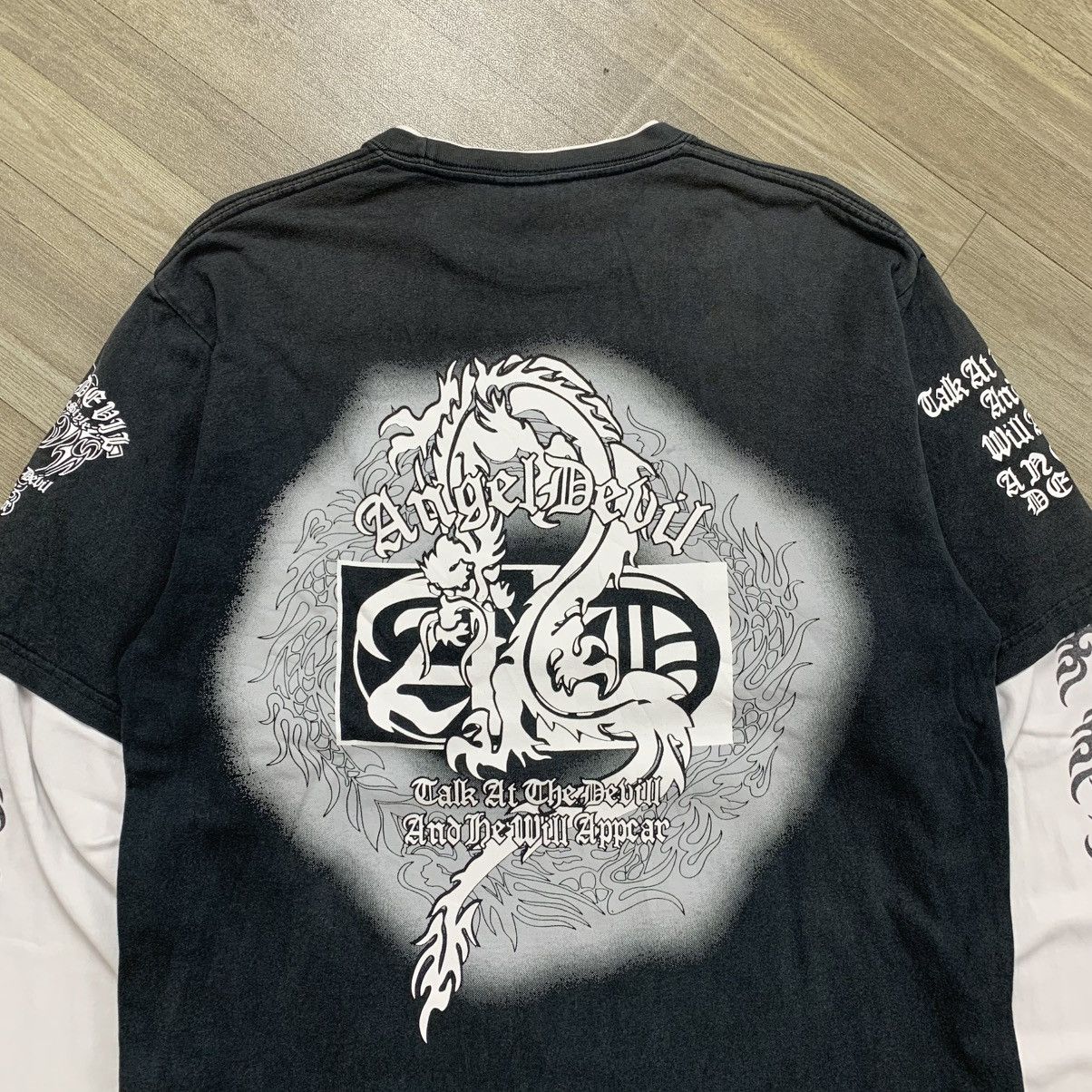 Japanese Brand Angel Devil Dragon Poem Y2K Double Layerd Size US L / EU 52-54 / 3 - 12 Thumbnail