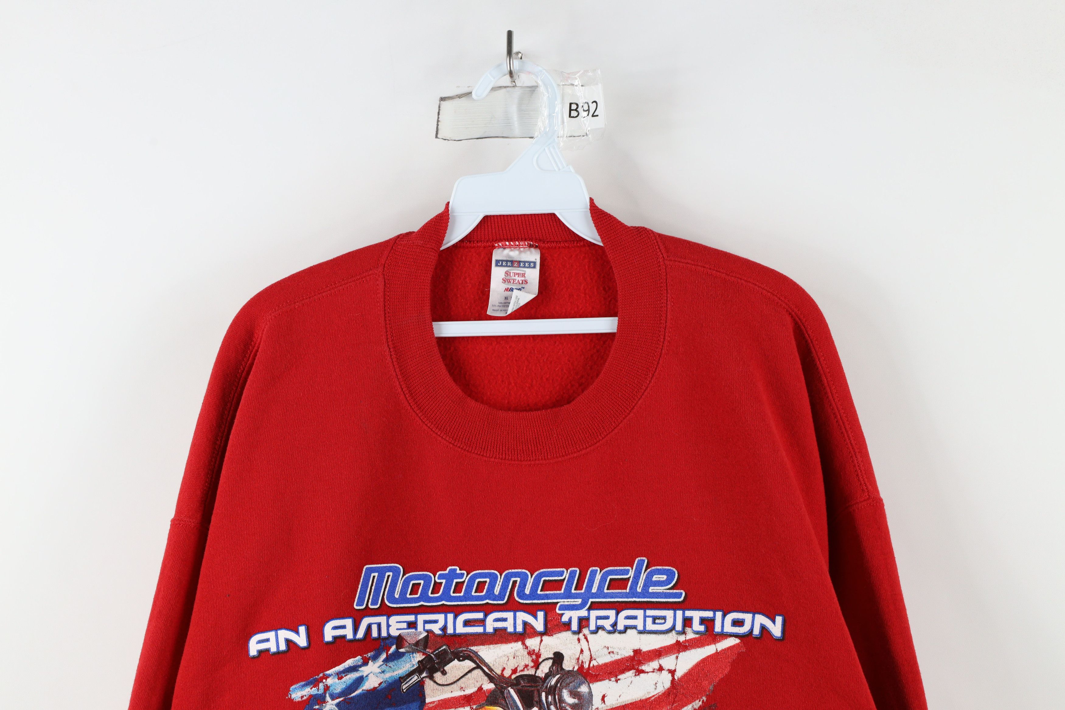 Vintage Vintage 90s Streetwear Motorcycle Flames USA Flag Sweatshirt Size US XL / EU 56 / 4 - 2 Thumbnail