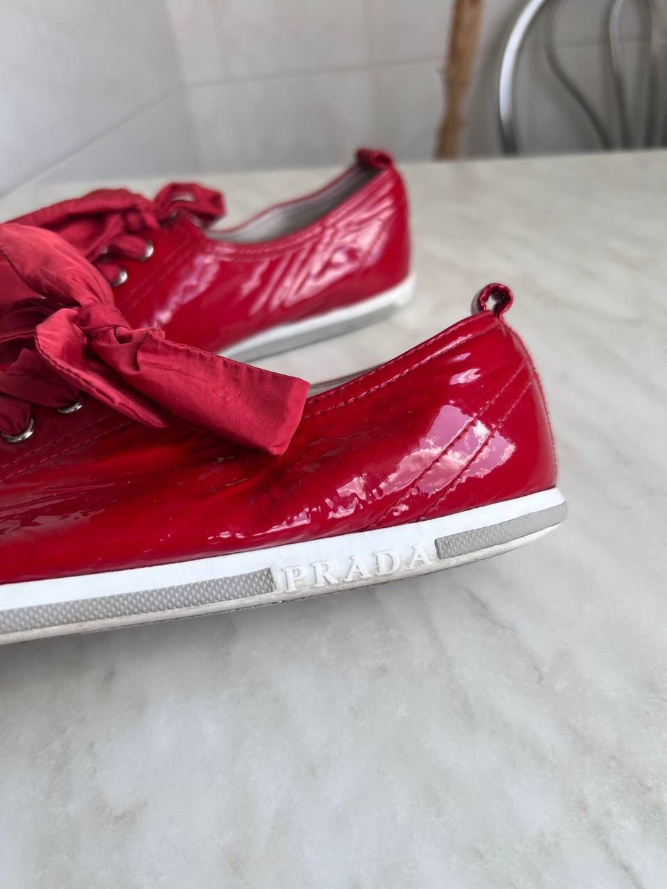 Prada Vintage Prada Sneakers 2000s Red Leather Y2K Luxury Size US 8 / IT 38 - 3 Thumbnail