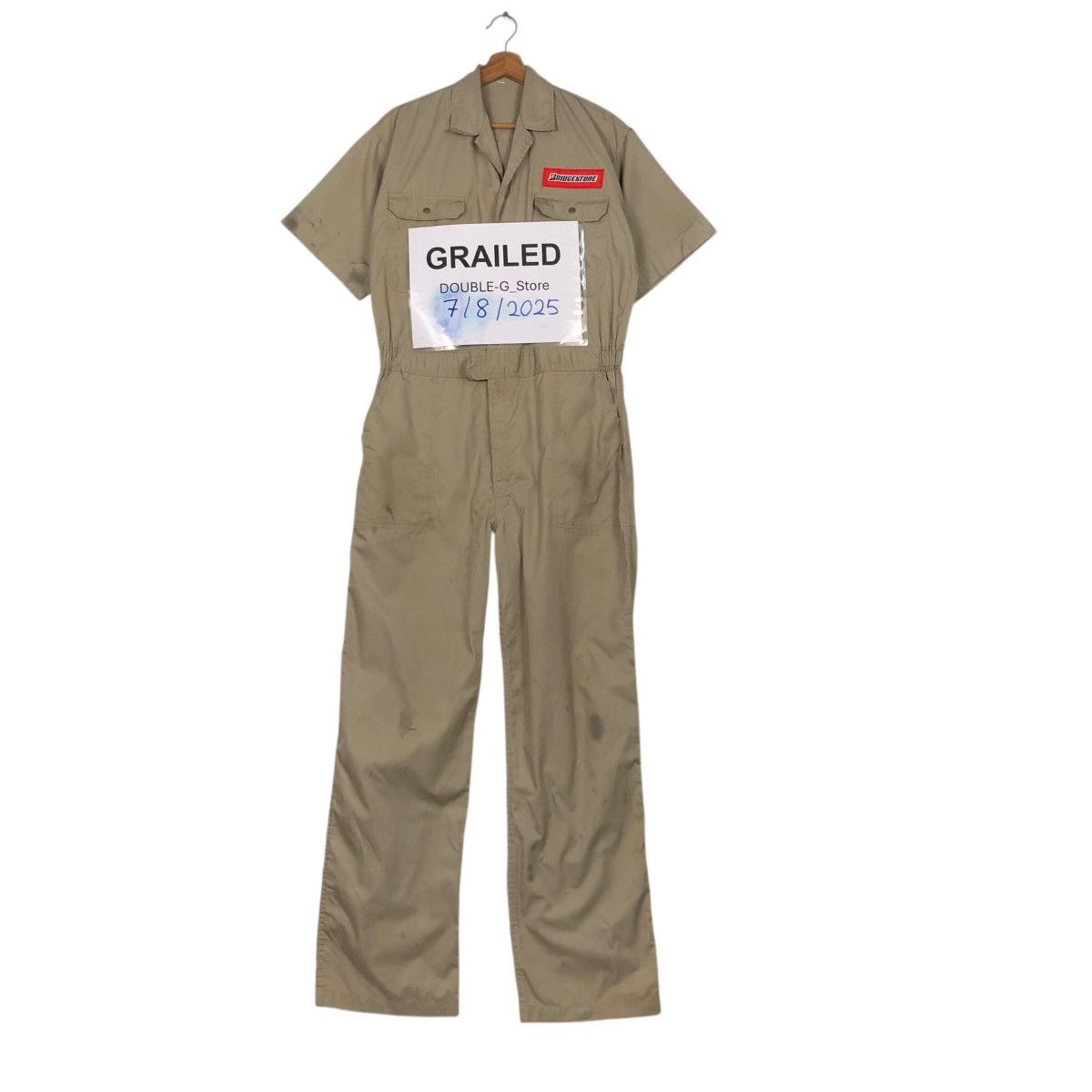 Japanese Brand 📌Vintage Worker Coverall Long Bridgestone Big Logo Size US 34 / EU 50 - 1 Thumbnail