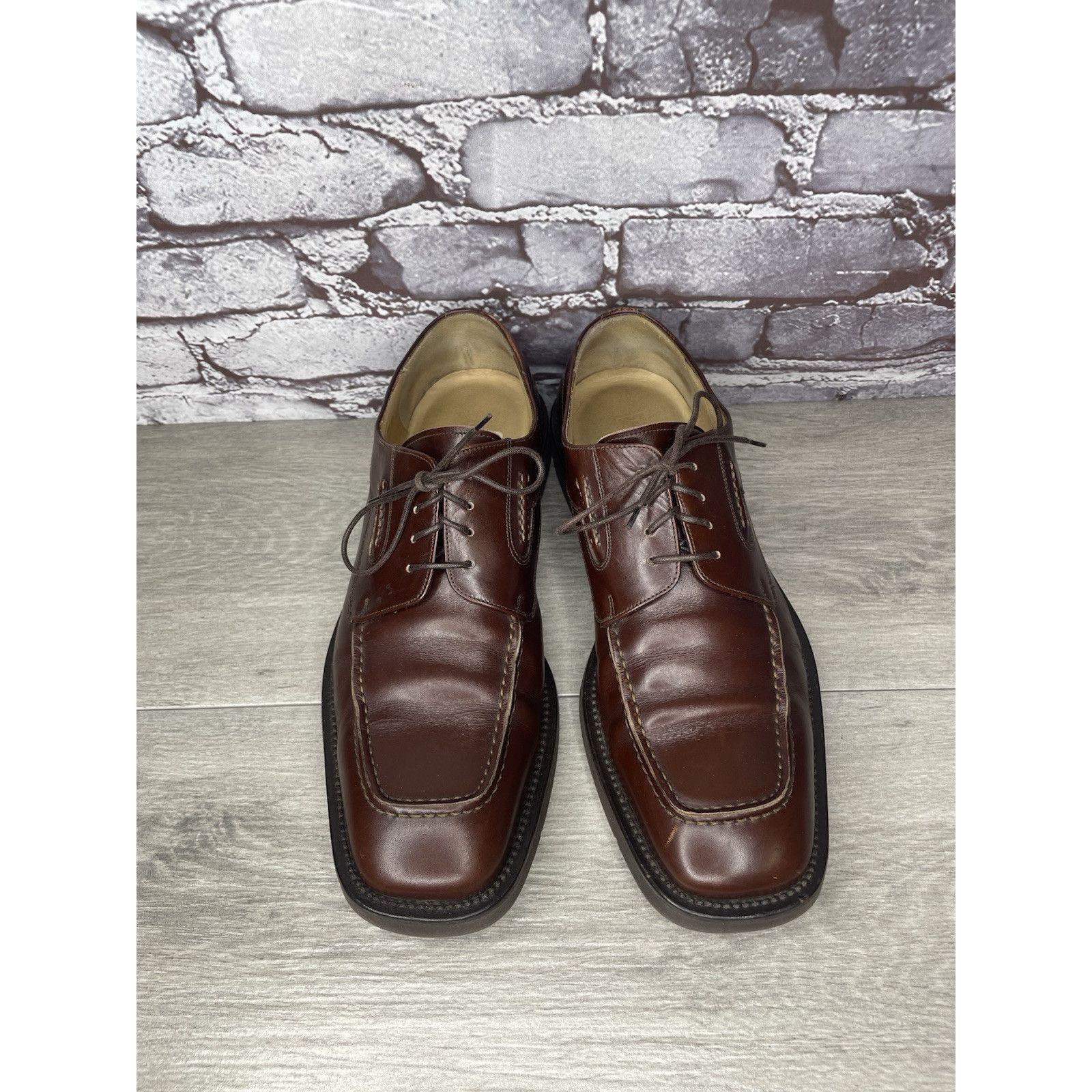 Principe PRINCIPE Brown Leather Square Toe XL Light Oxfords Lace Shoe Size US 10 / EU 43 - 13 Thumbnail