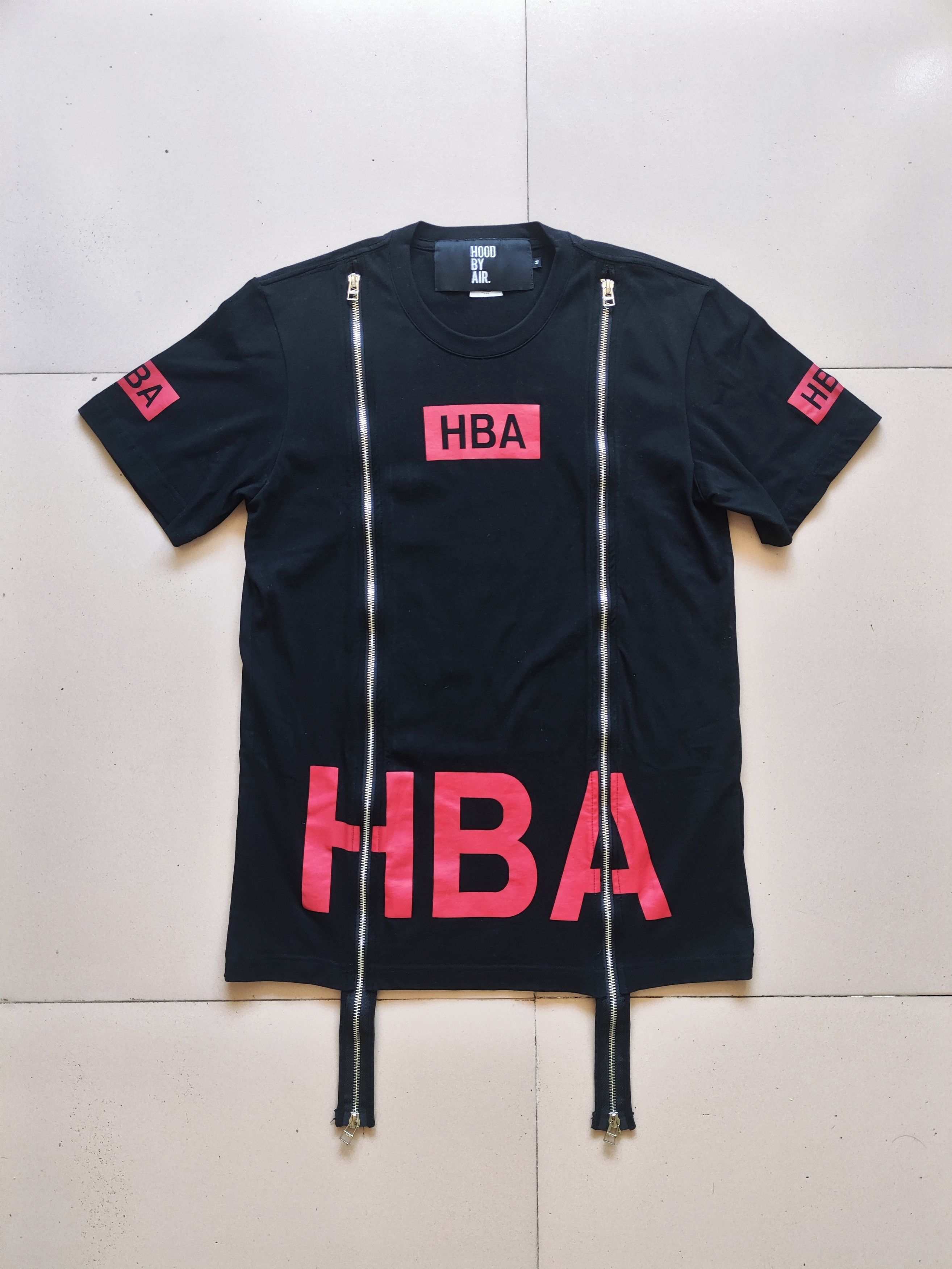 HBA hood by air ストライプ Tシャツ M 赤黒 Hood By Air Hood By Air Double Zip Logo T-Shirt | Grailed