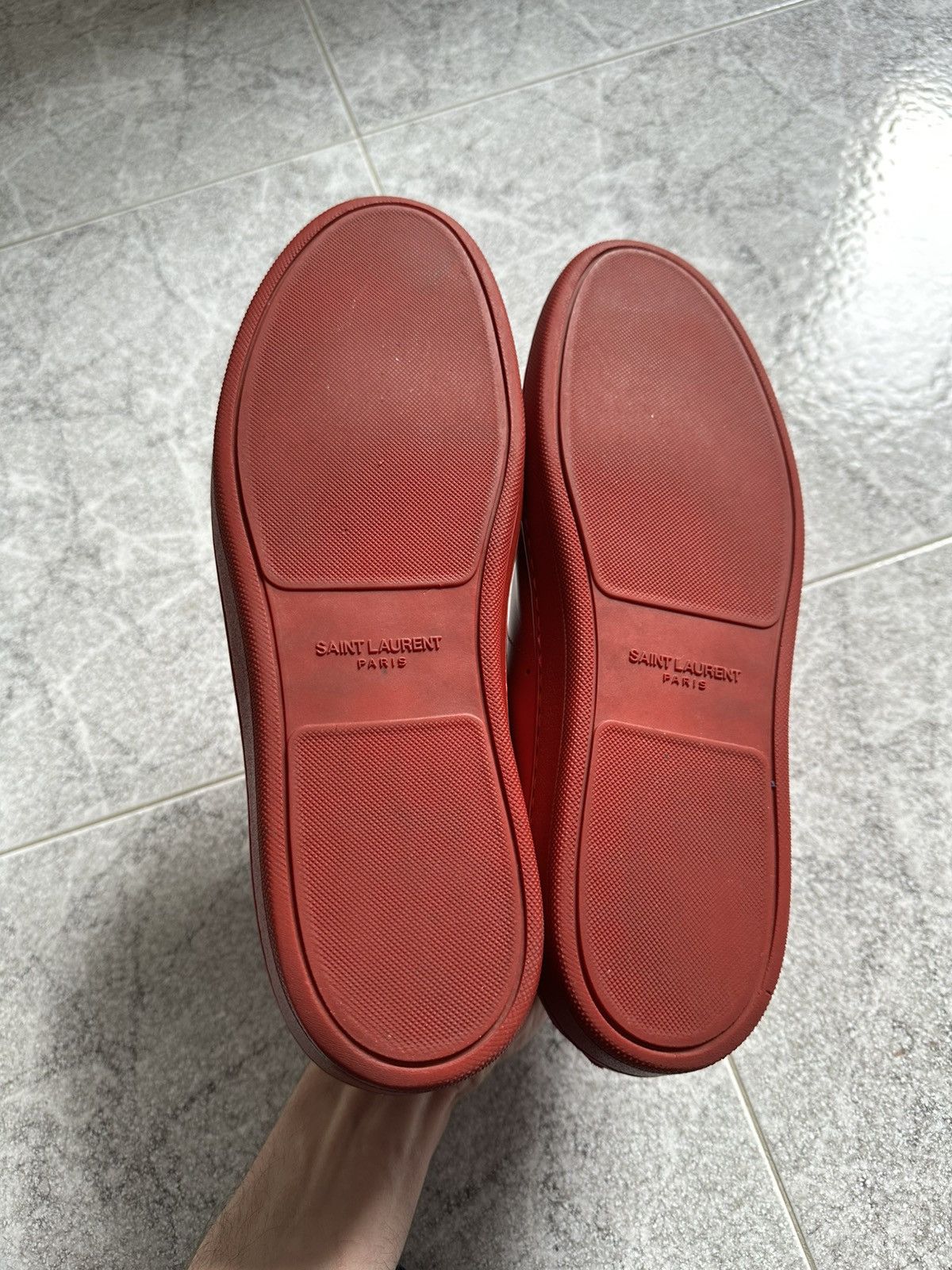Saint Laurent Paris Saint Laurent SL01 Red Leather Low Sneakers Size US 9 / EU 42 - 15 Thumbnail