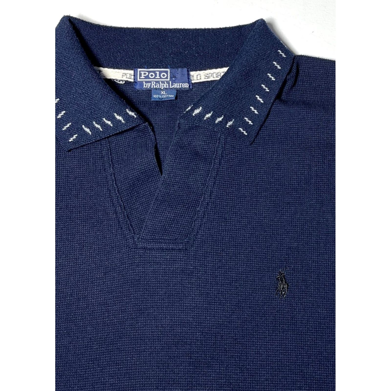 Polo Ralph Lauren Polo Ralph Lauren Polo Shirt Mens 90s Vintage V-Neck Short Sleeve Navy XL Made in USA Size US XL / EU 56 / 4 - 5 Thumbnail