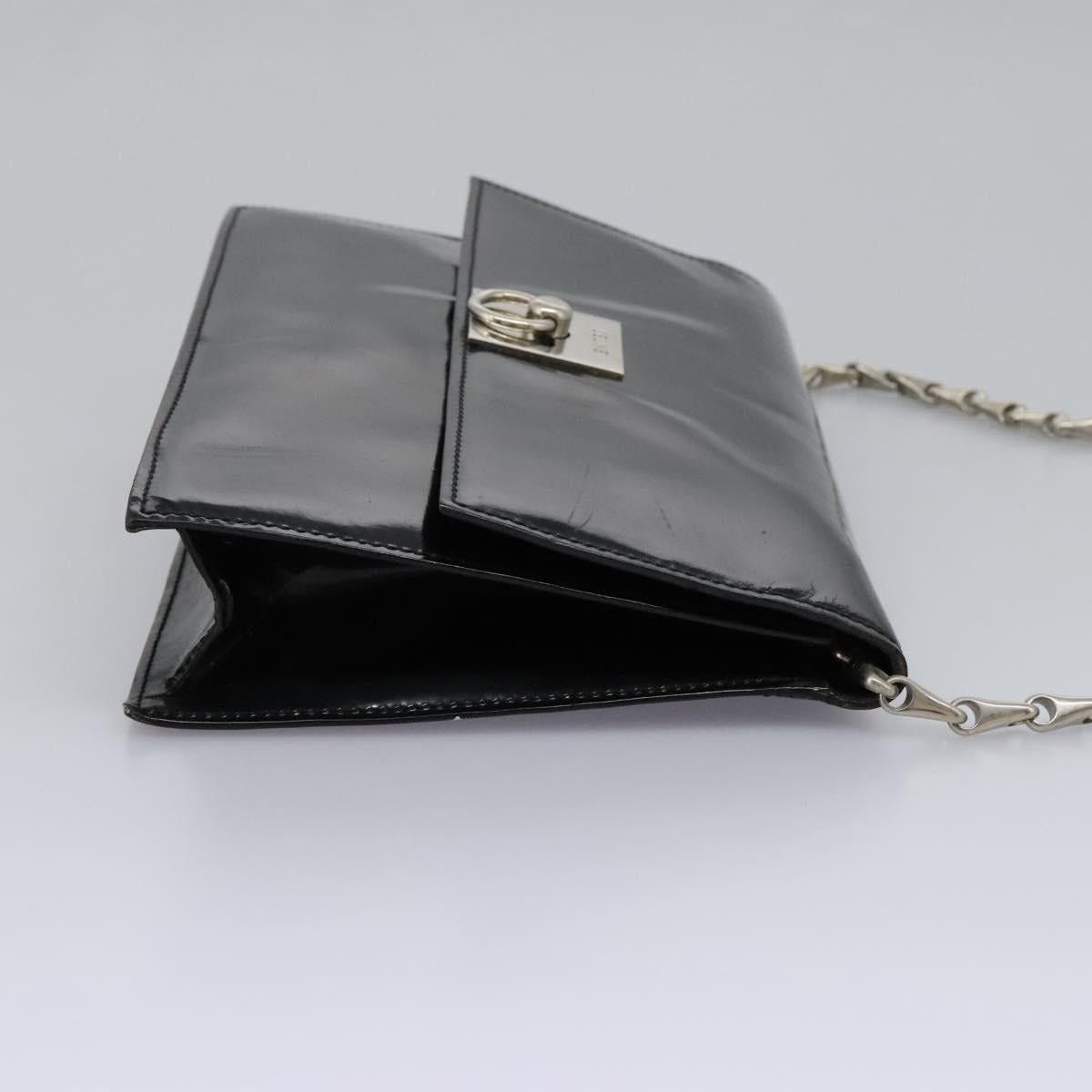 Celine CELINE Chain Shoulder Bag Enamel Black Silver Size ONE SIZE - 5 Thumbnail