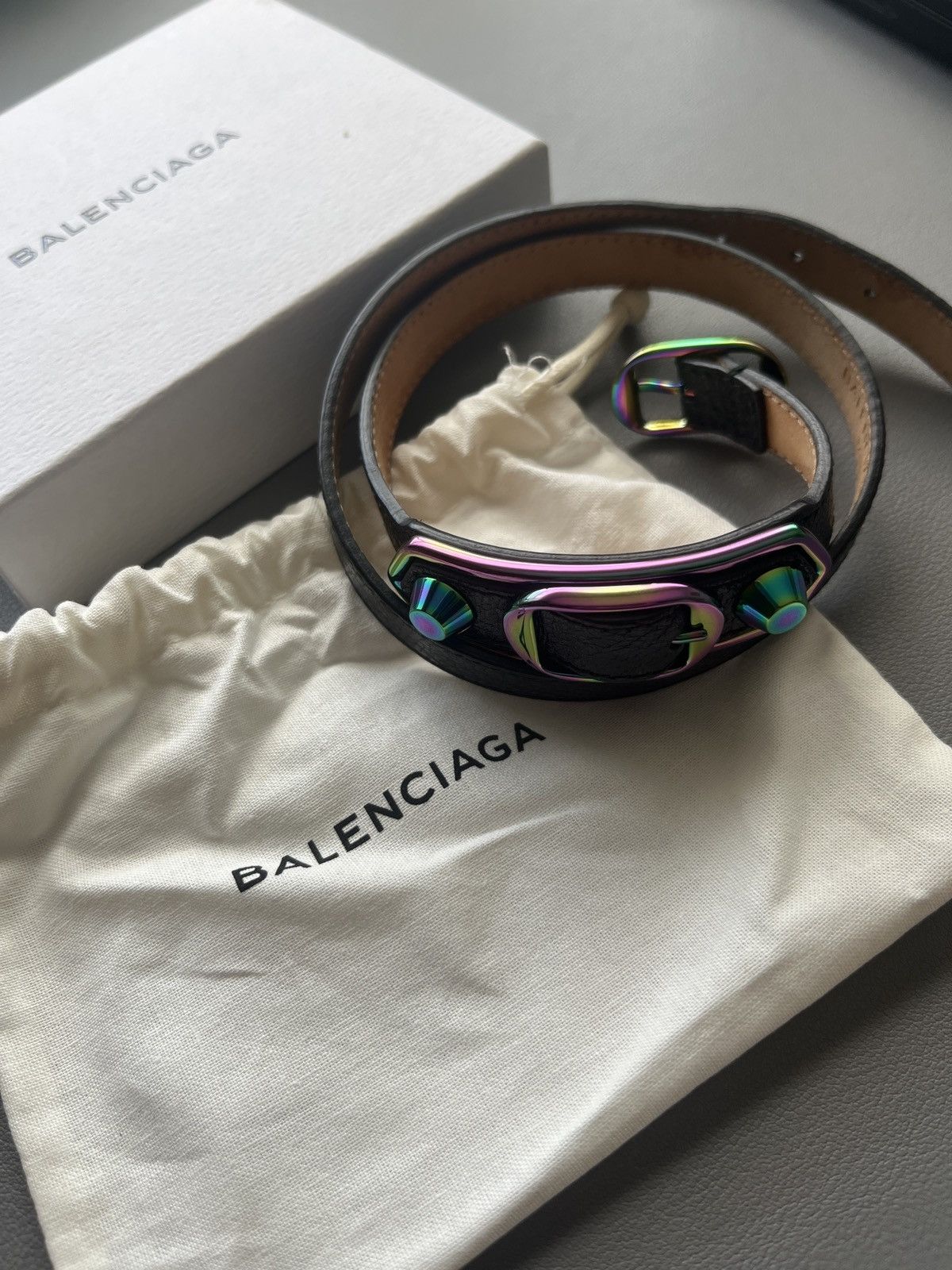 Balenciaga Balenciaga Black Leather Triple Tour Bracelet | Grailed