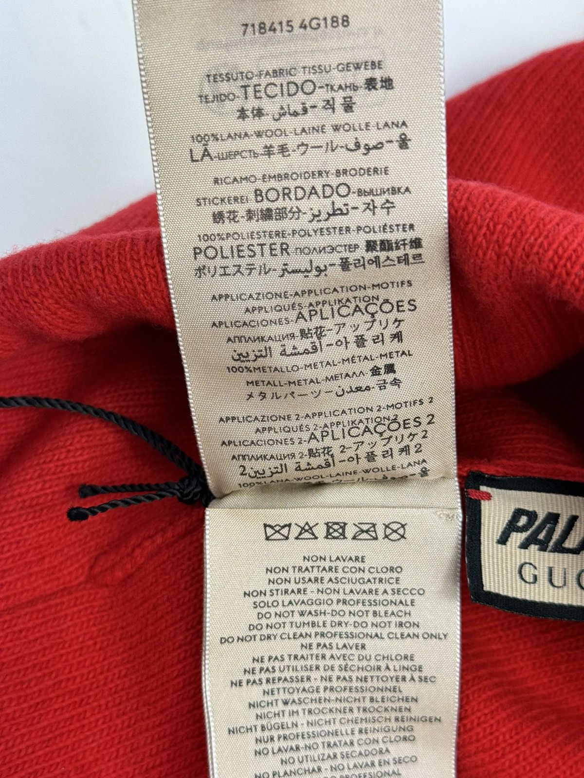 Gucci × Palace LOGO STUDS STRAWBERRY EMBROIDERED LOGO BEANIE Size ONE SIZE - 4 Thumbnail