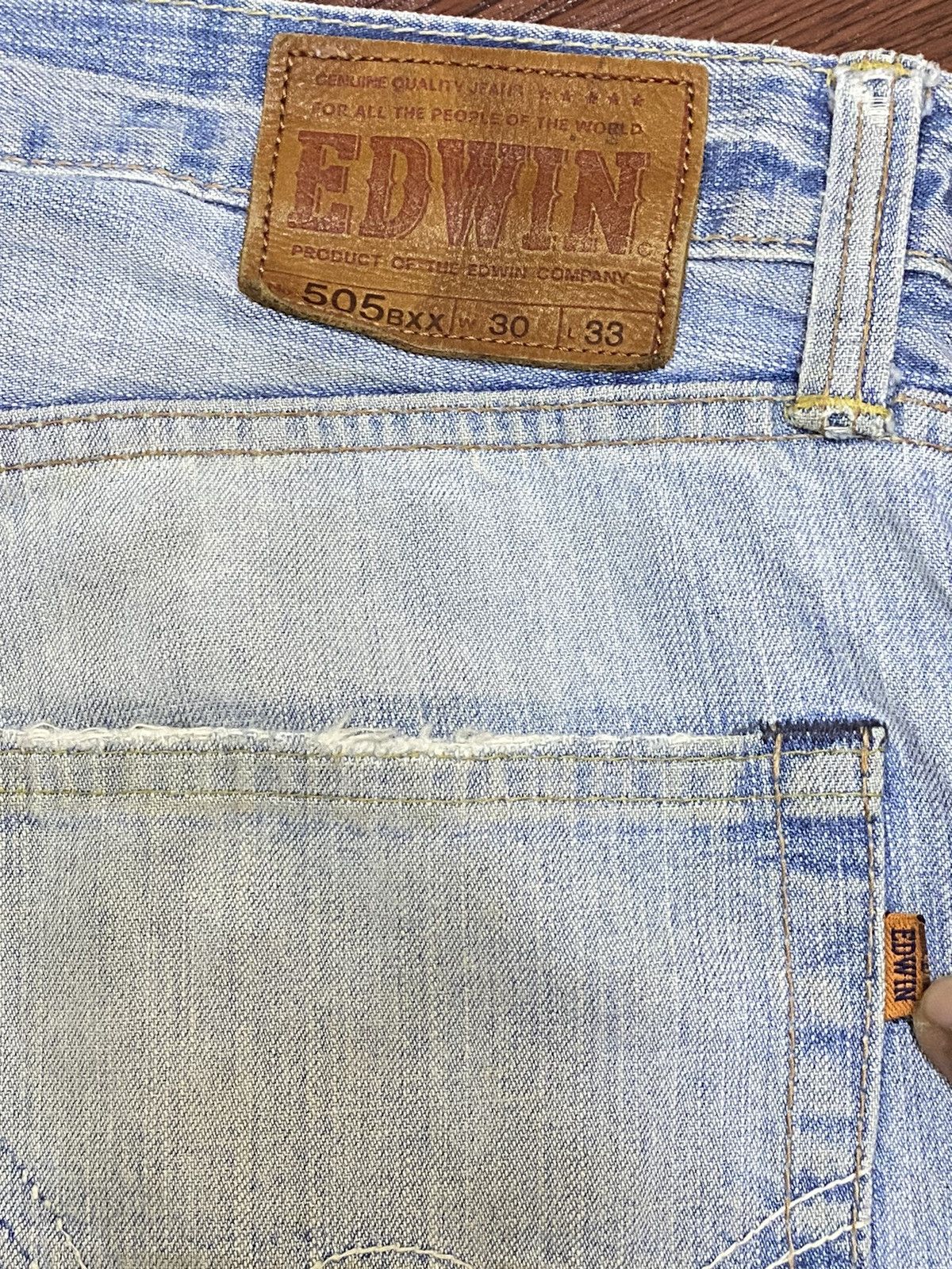 Edwin Vintage Edwin505 BXX Faded Wash Orange Tab Loose Jeans Size US 32 / EU 48 - 12 Thumbnail