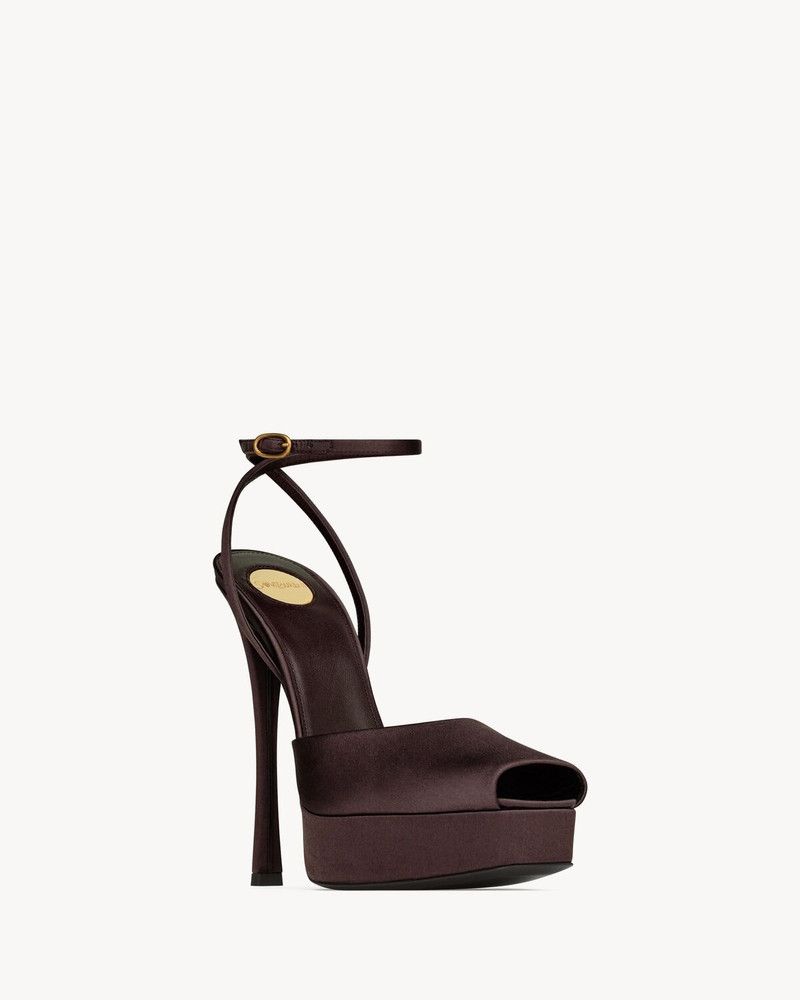 Saint Laurent Paris o1bcso1str0226 La Scandale Platform Sandals in Black Size US 6 / IT 36 - 2 Thumbnail