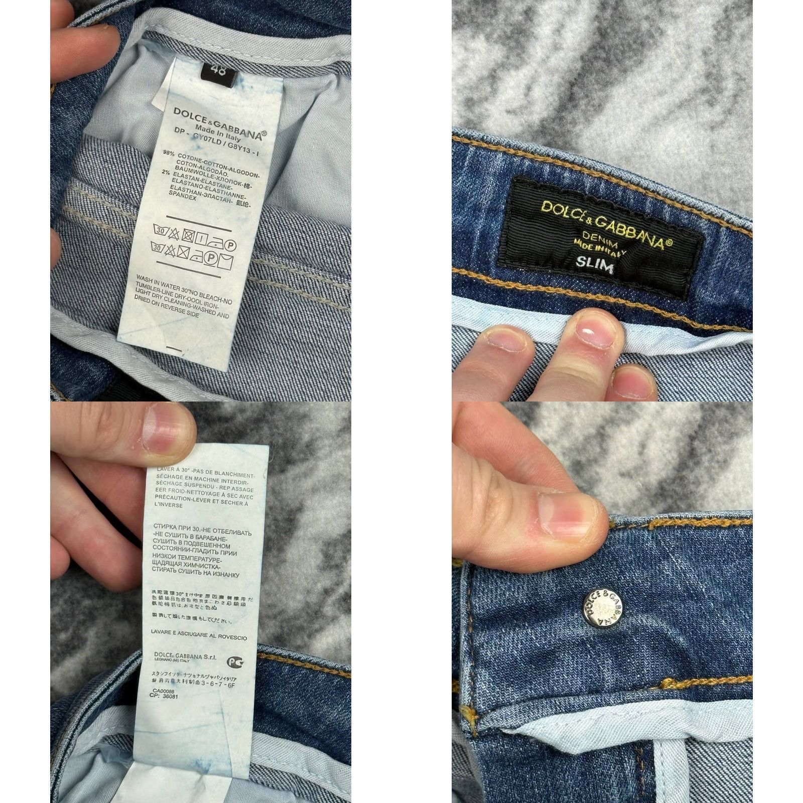 Dolce & Gabbana Dolce&Gabbana Jeans Slim Men 48 Blue Denim Logo 5-Pocket Zip Inseam 33 Leather? (Note: adjust) Size US 32 / EU 48 - 9 Thumbnail