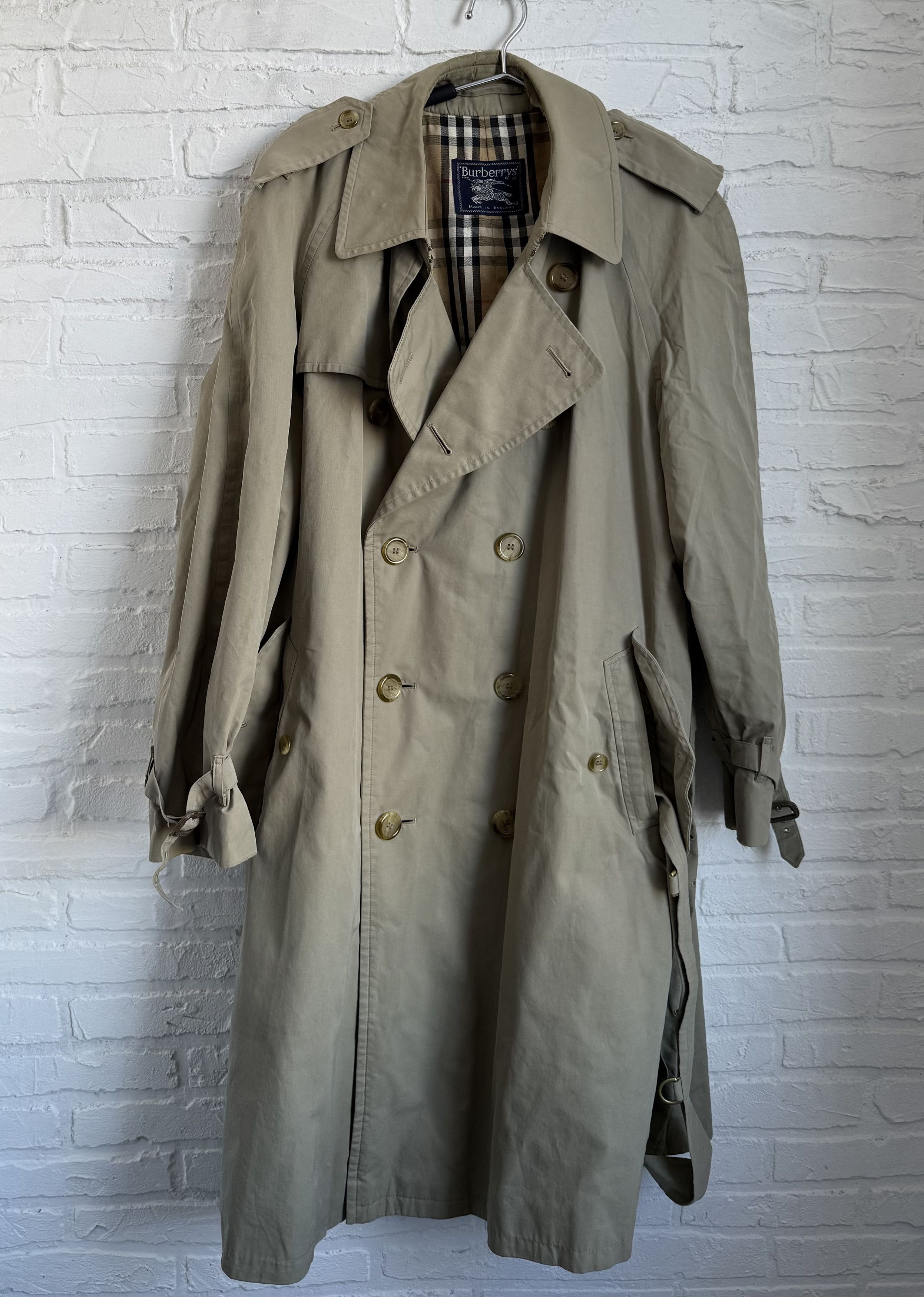 Burberry Vintage 80s Burberrys double breasted nova check trench coat Size US L / EU 52-54 / 3 - 1 Thumbnail
