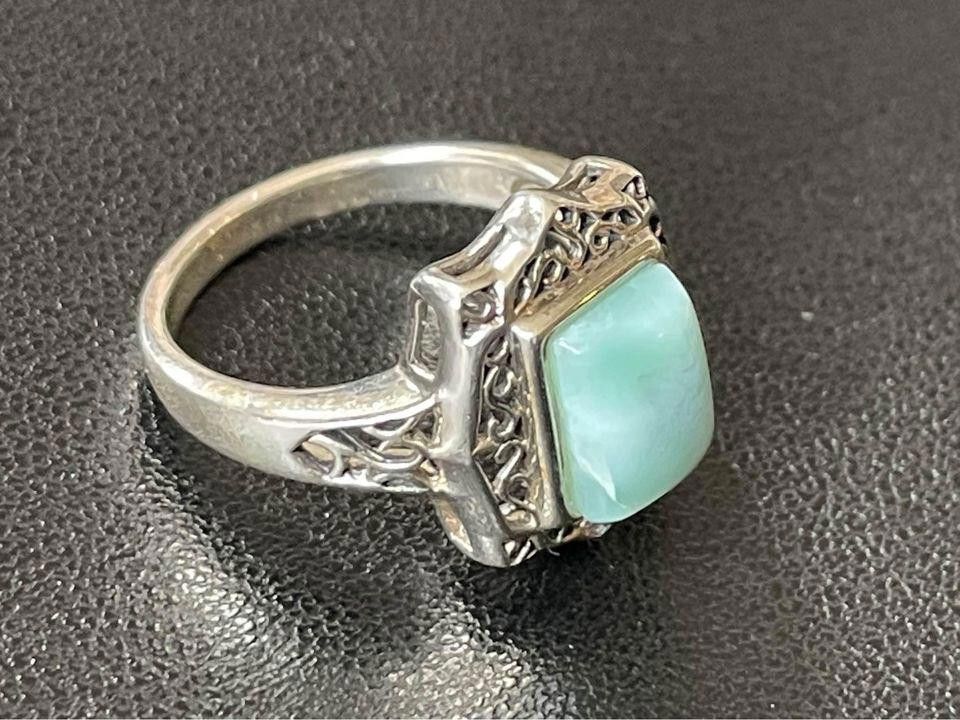 Designer Vintage Sterling Silver 925 Larimar Ring Size ONE SIZE - 8 Thumbnail