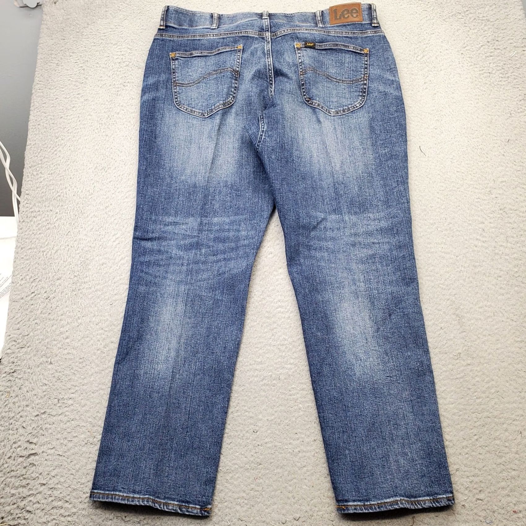 Lee Lee Jeans Mens 38x30 Blue Denim Tapered Regular Fit 5-Pocket Straight Leg Hosen Waist 18.75" Inseam 28.75" White Size US 38 / EU 54 - 2 Thumbnail