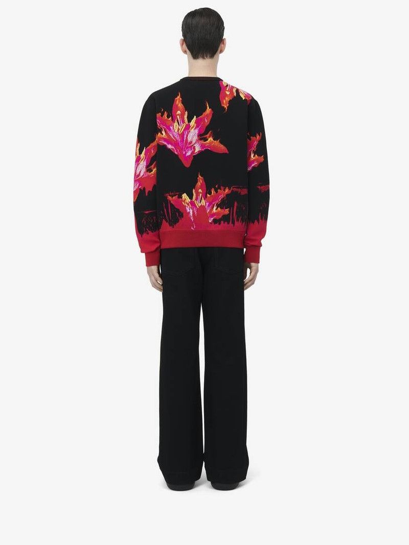 Alexander McQueen o1srvl11e0226 Fire Flower Jacquard Sweater In Multicolor Size US M / EU 48-50 / 2 - 4 Thumbnail