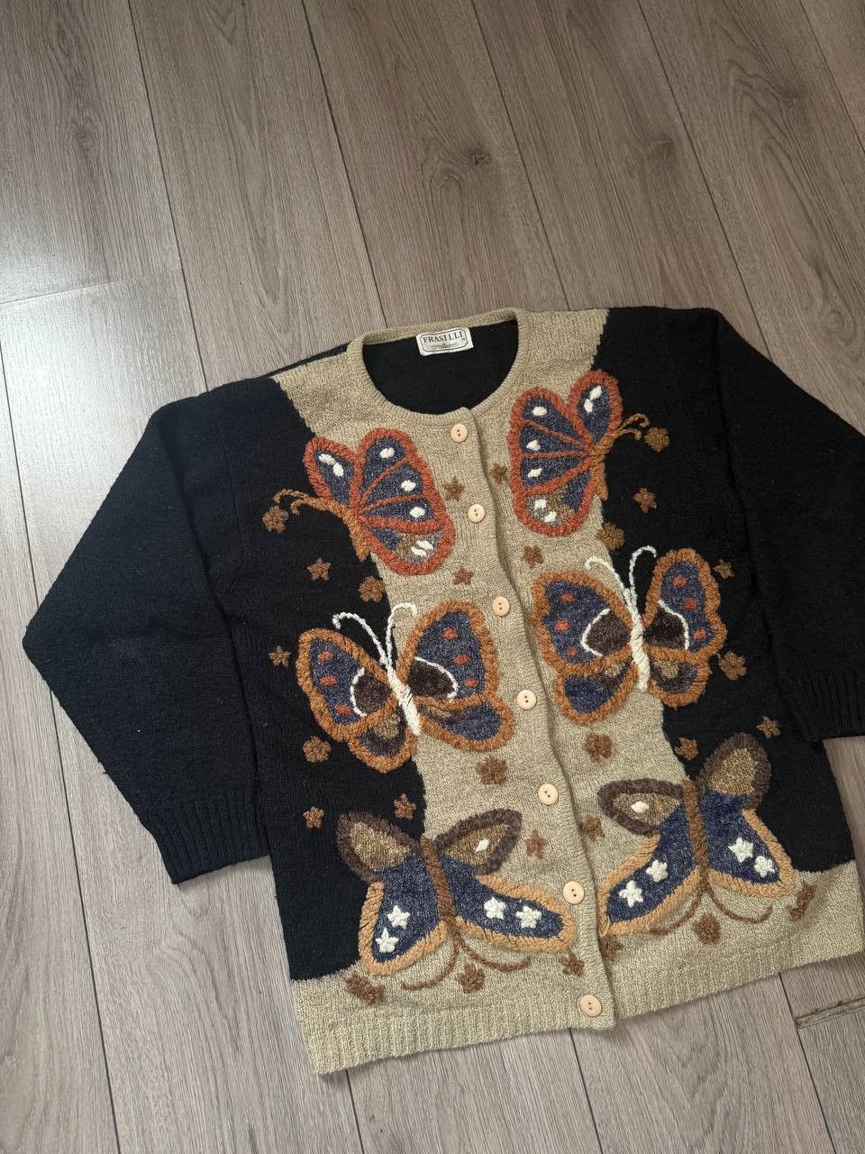 Other Vintage Rare Archival Frasilli Cardigan Butterfly Wool Sz L Size L / US 10 / IT 46 - 2 Thumbnail