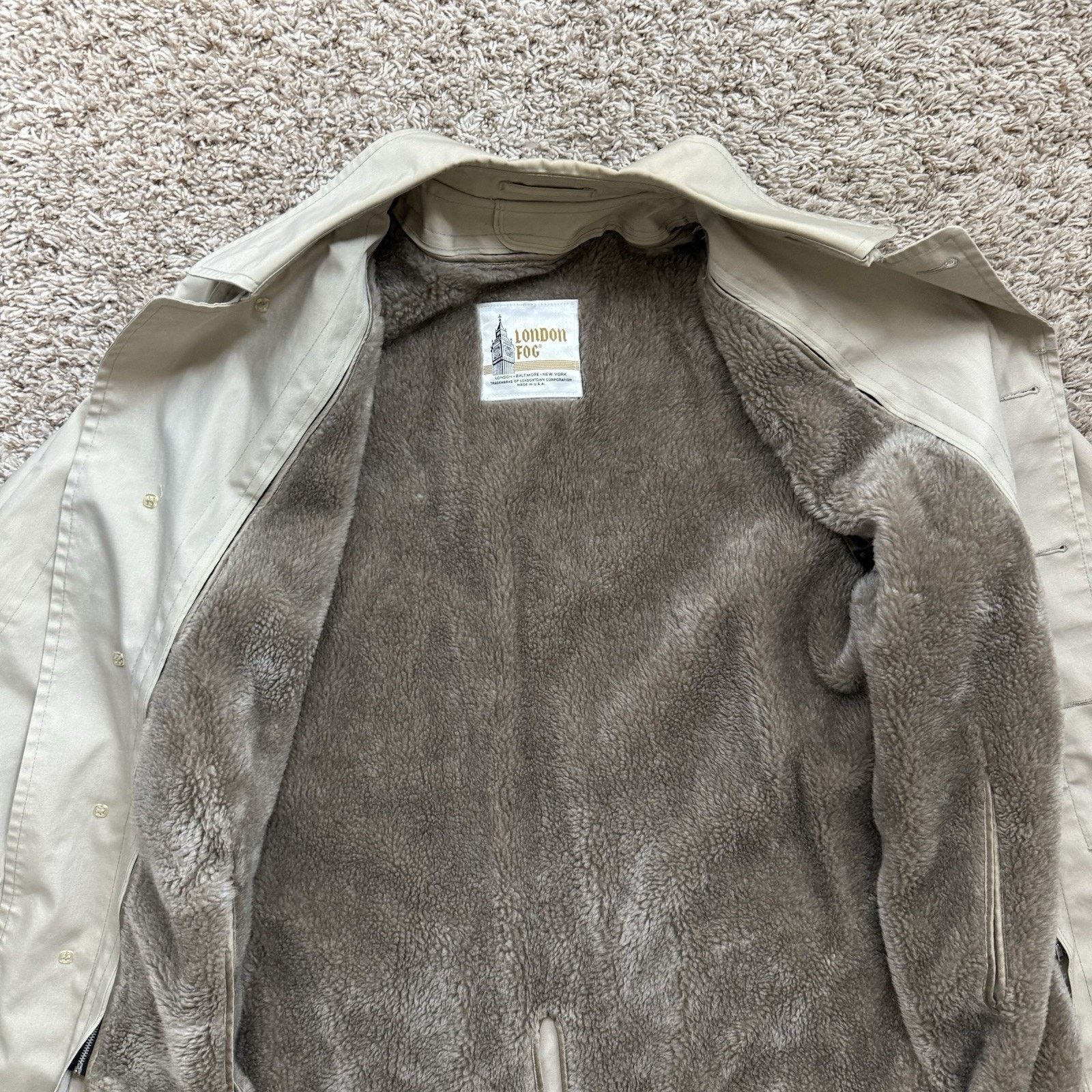 London Fog × Vintage London Fog Trench Coat Tan Overcoat Jacket Fleece Lined Size US M / EU 48-50 / 2 - 10 Thumbnail