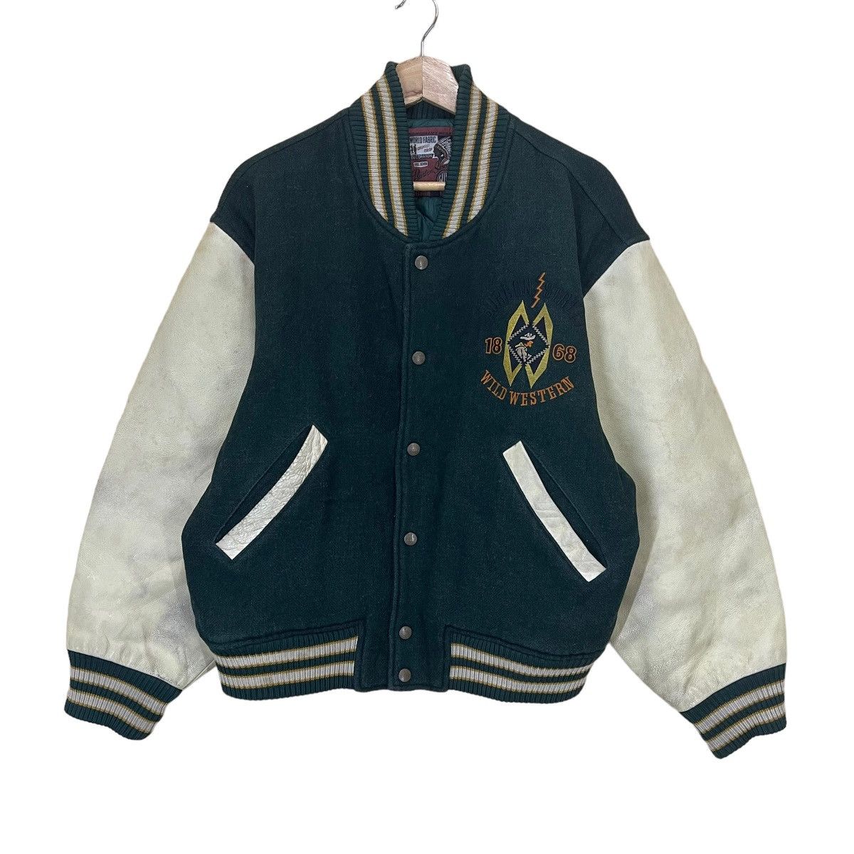 Big John Vintage 90s Burbon Street Big Logo Varsity Sleeve Leather Size US M / EU 48-50 / 2 - 6 Thumbnail