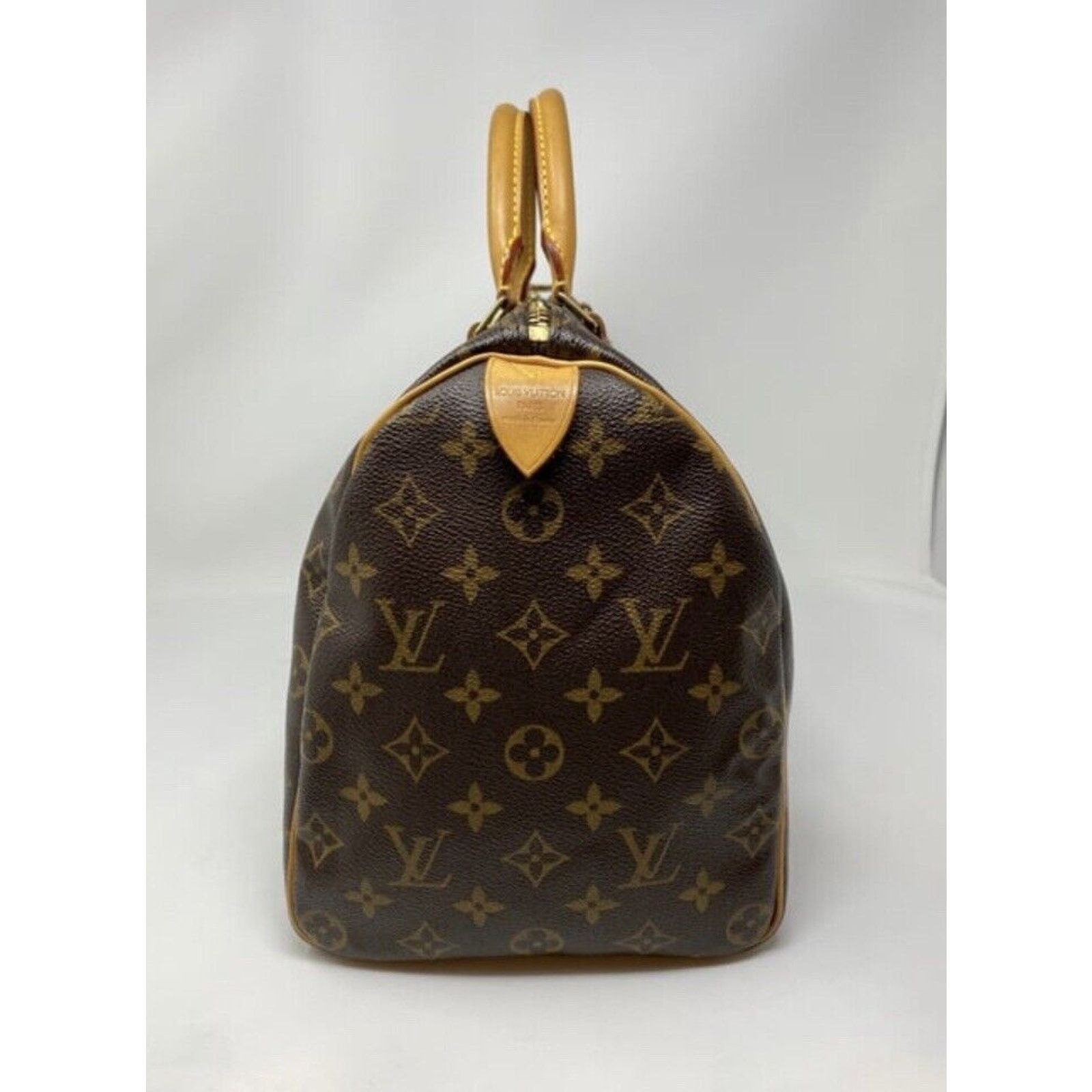 Louis Vuitton Louis Vuitton Speedy 35 Handbag Brown Leather Monogram Size ONE SIZE - 2 Thumbnail