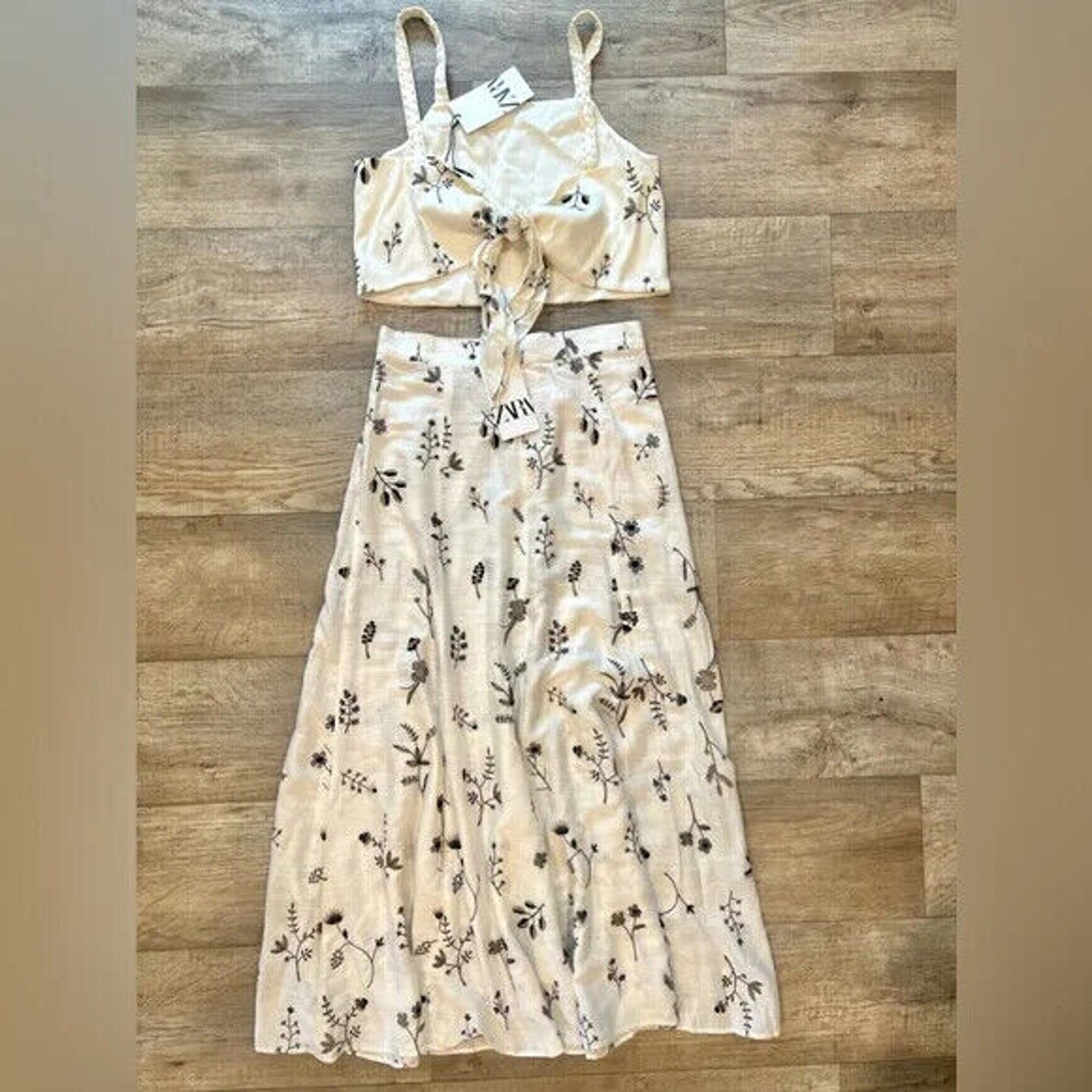 Zara ZARA BLOGGER FAVE! Co-Ord Set Tied Crop Top + Maxi Skirt NWT Size L / US 10 / IT 46 - 23 Thumbnail