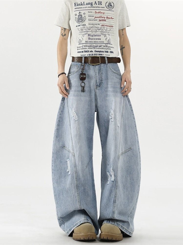 Japanese Brand American men's retro ripped wide-leg scimitar jeans Size US 32 / EU 48 - 1 Thumbnail