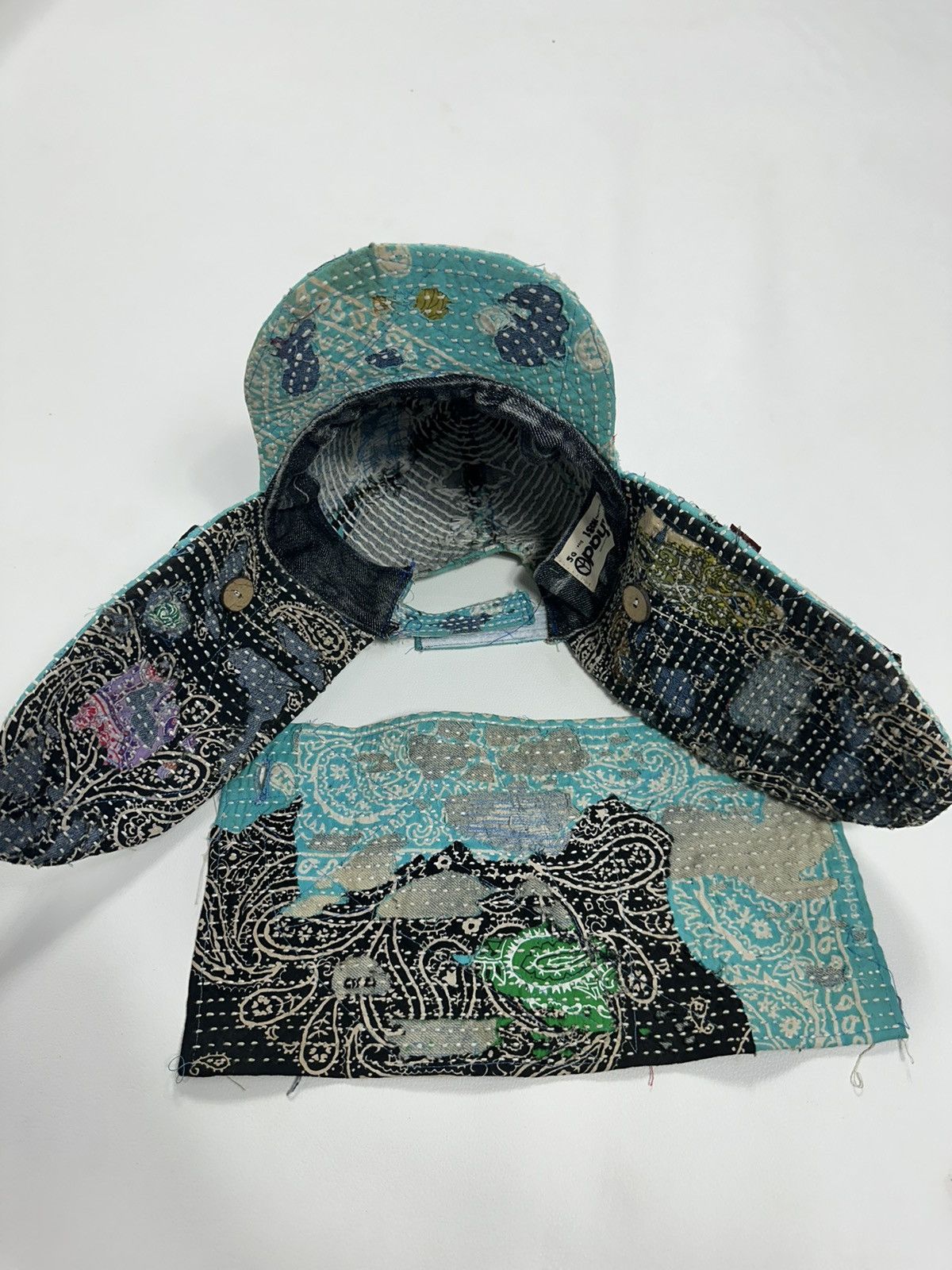 Handmade Custom Made Distressed Patchwork Trapper Ninja Hats Boro Size ONE SIZE - 21 Thumbnail