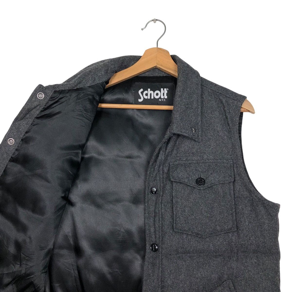 Schott × Vintage 📌Vintage Biker Puffer Vest Jacket Schott N.Y.C Size US M / EU 48-50 / 2 - 12 Thumbnail