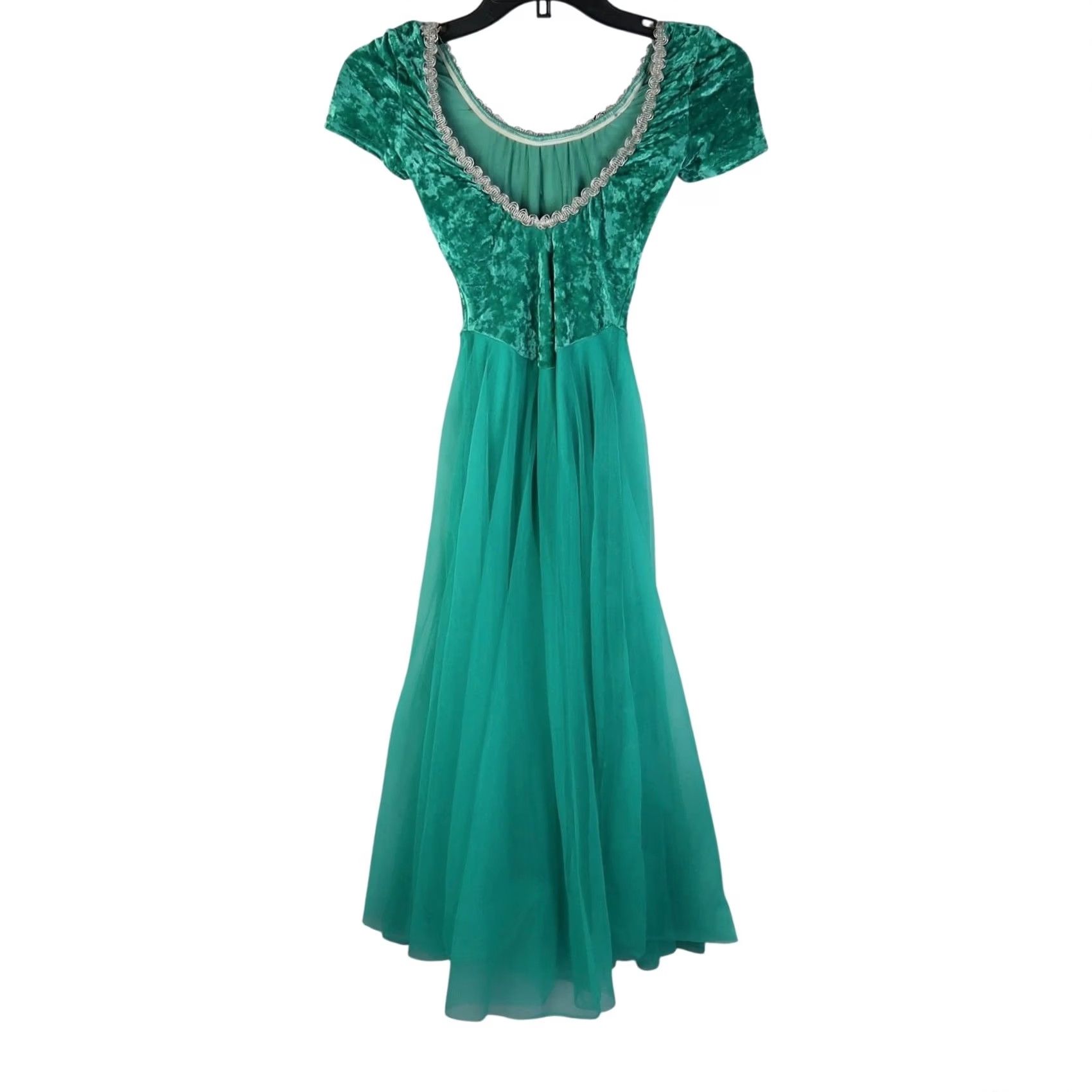 Velvet VINTAGE Curtain Call Costumes Dress Velvet Leotard Dance Green S Size S / US 4 / IT 40 - 3 Thumbnail