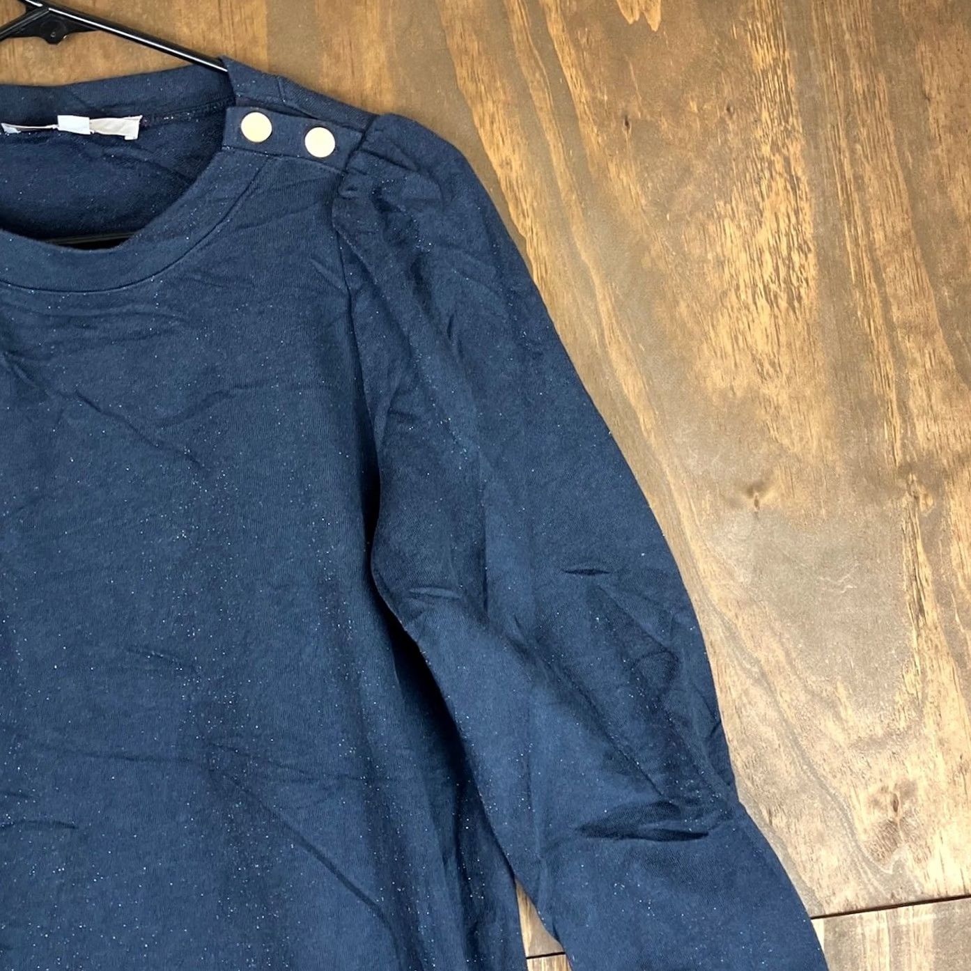 Loft LOFT Womens Sweater Dress Blue Metallic Long Sleeve Pullover S Midi Dress Crew Neck Size S / US 4 / IT 40 - 5 Thumbnail