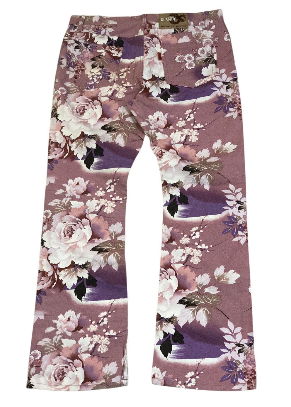 Designer × Japanese Brand Glamdy Print Flower Flare Jeans Pants Size US 32 / EU 48 - 2 Thumbnail